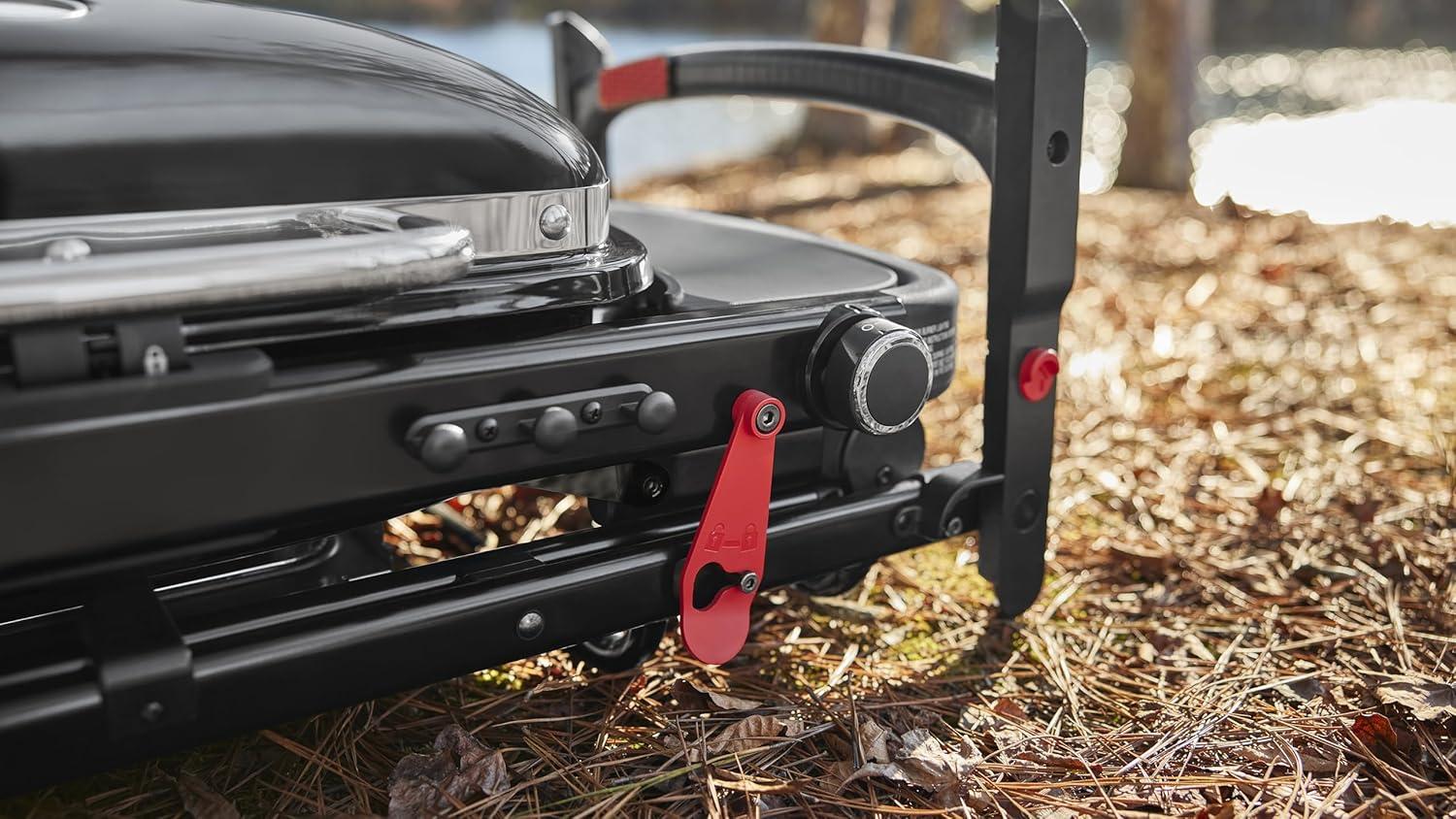 Compact Black Propane Gas Portable Grill with Lid Lock