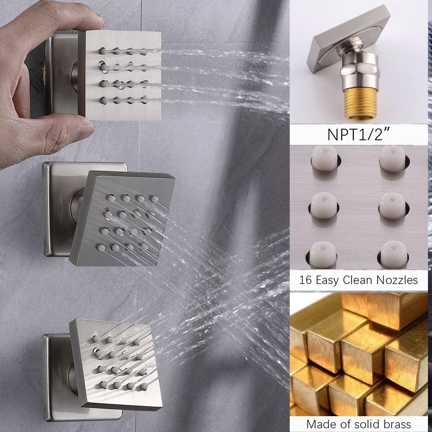 Herathena 3 Functions Ceiling Mounted Luxury Shower System with 6 Body Jets (Rough-in Valve Included)