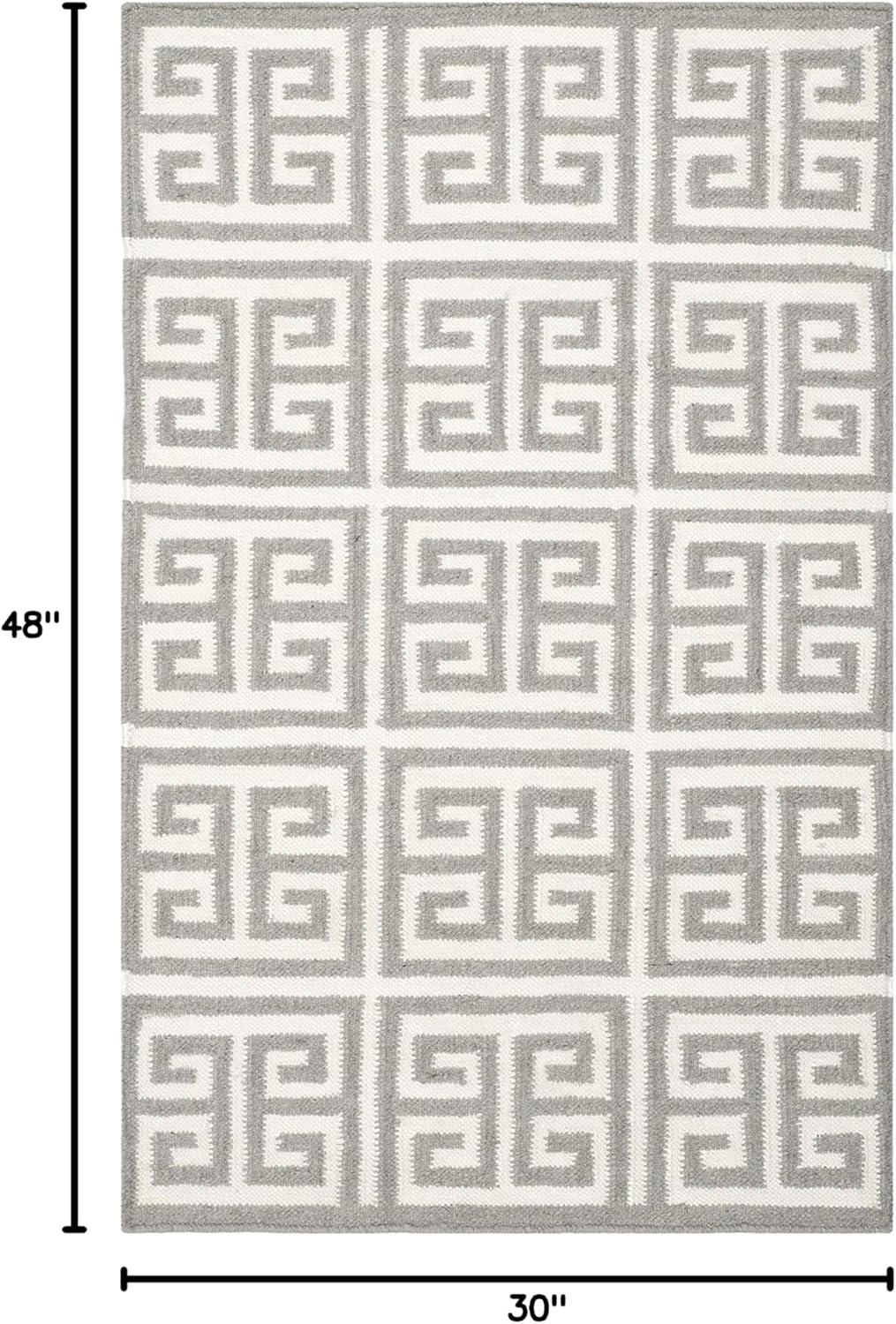 Dhurries DHU626 Hand Woven Flat Weave Accent Rug Grey / Ivory 2'-6" X 4' - Safavieh.