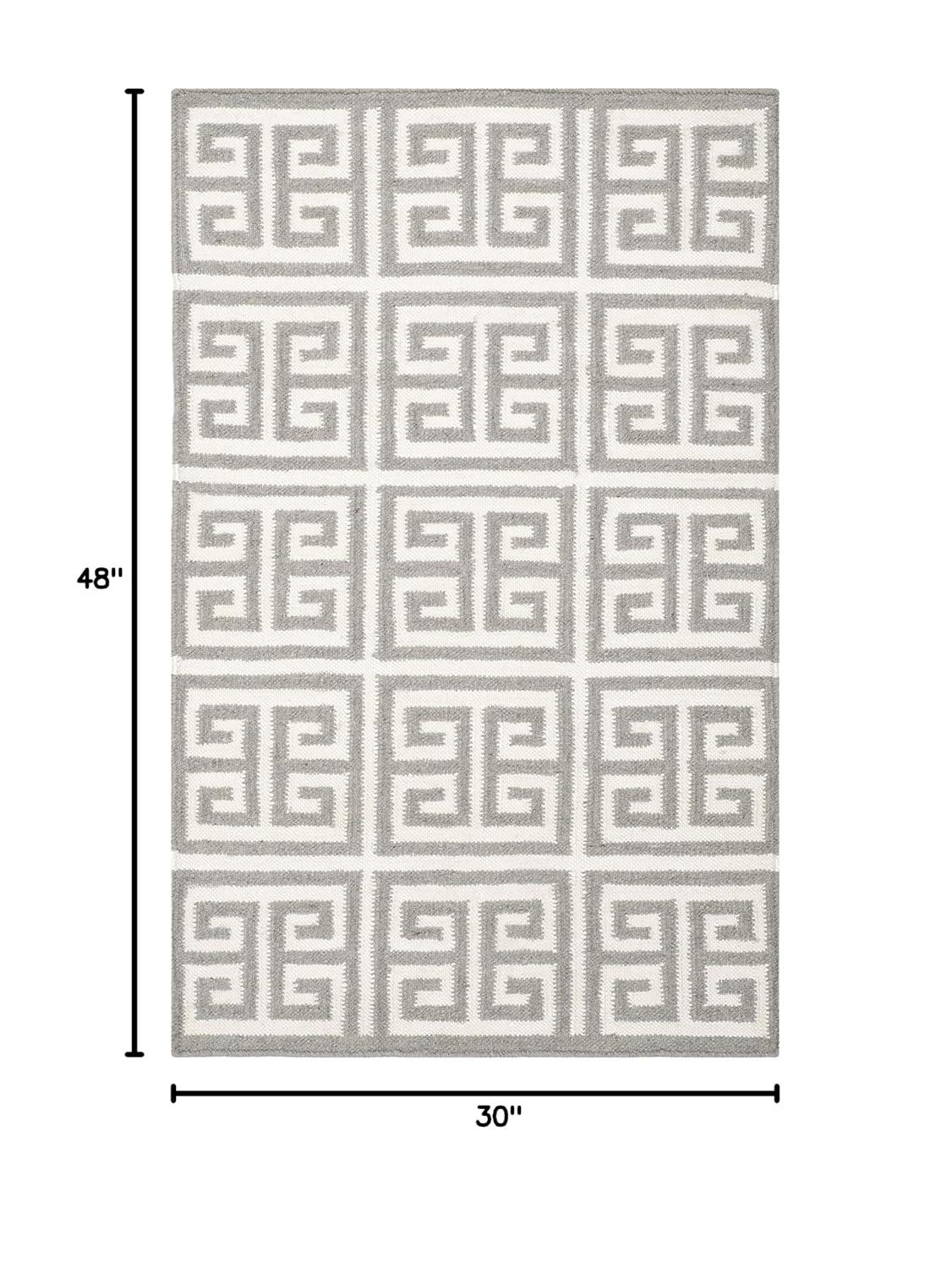 Dhurries DHU626 Hand Woven Flat Weave Accent Rug Grey / Ivory 2'-6" X 4' - Safavieh.
