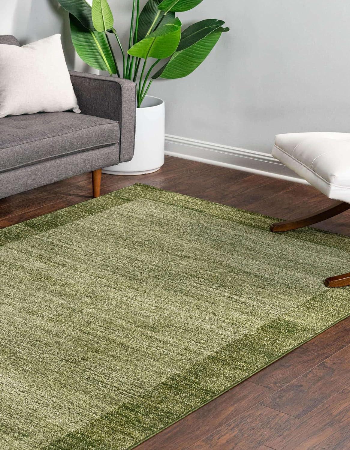 Light Green 4' x 6' Stain-Resistant Synthetic Area Rug