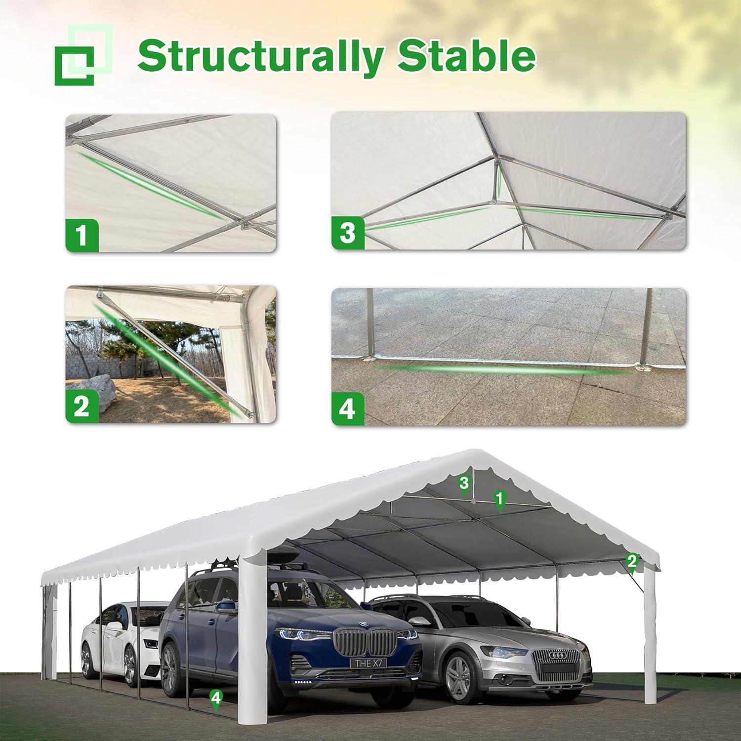 Large White Outdoor Party Tent with Galvanized Steel Frame