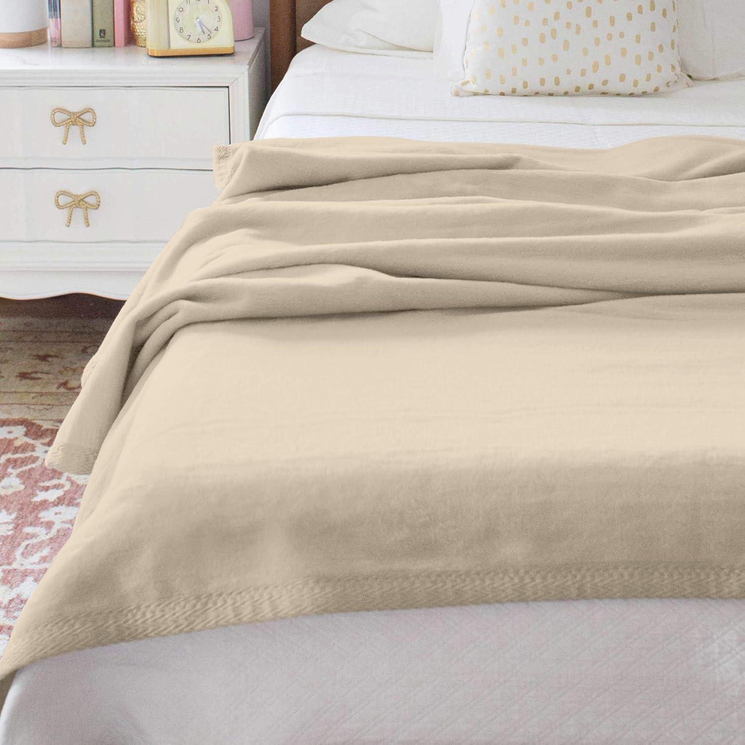 Linen Twin/Twin XL Cotton Blanket with Textured Binding