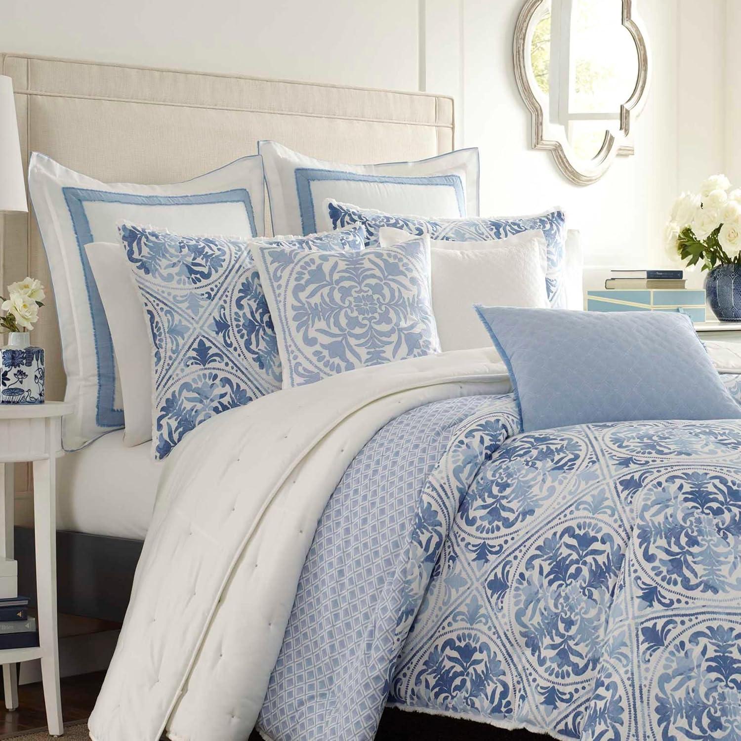 Mila Blue King Cotton Reversible Comforter Set