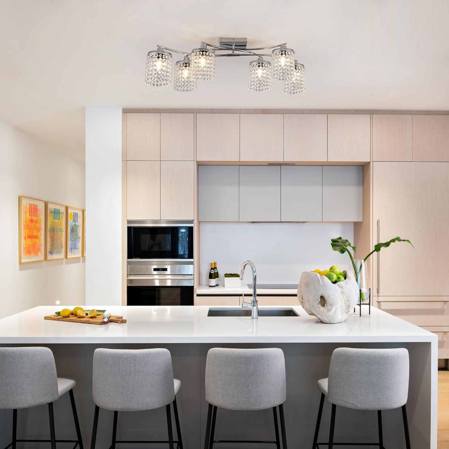 Mercer41 6 - Light 35.03" Dimmable Crystal Flush Mount