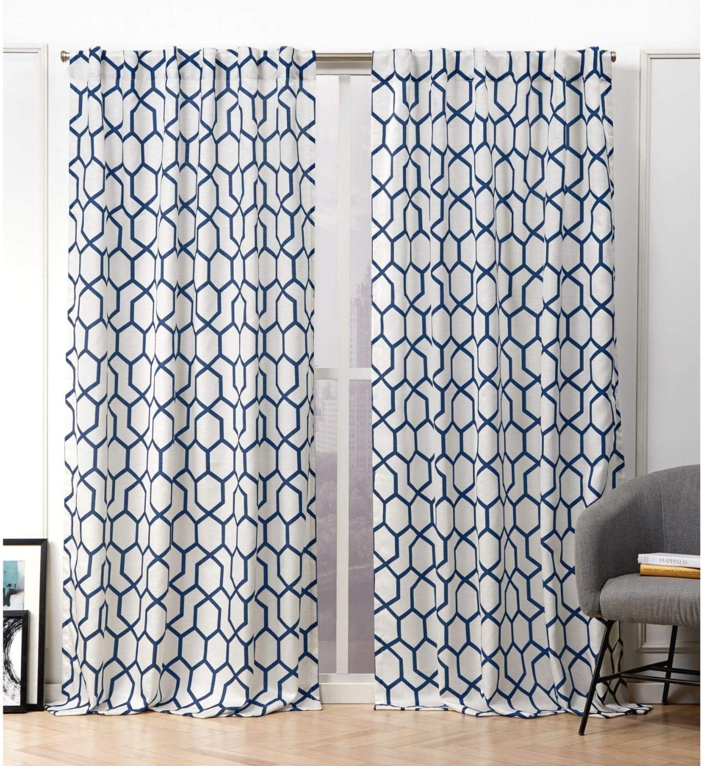 Nicole Miller Nicole Miller Hexa Geometric Print Hidden Tab/Rod Pocket Top Light Filtering Curtain Panel Pair (Set of 2)
