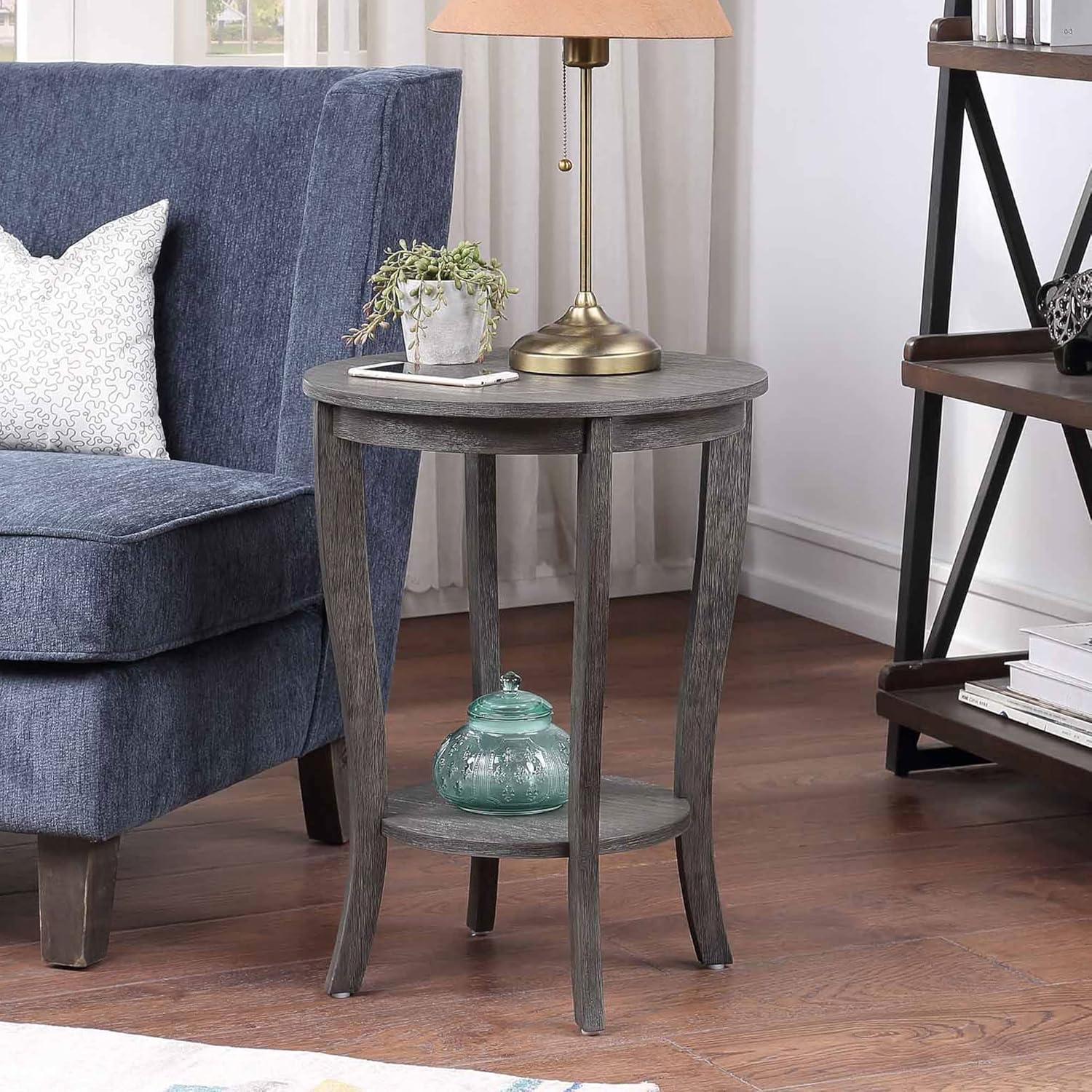 American Heritage Round End Table Dark Gray Wirebrush