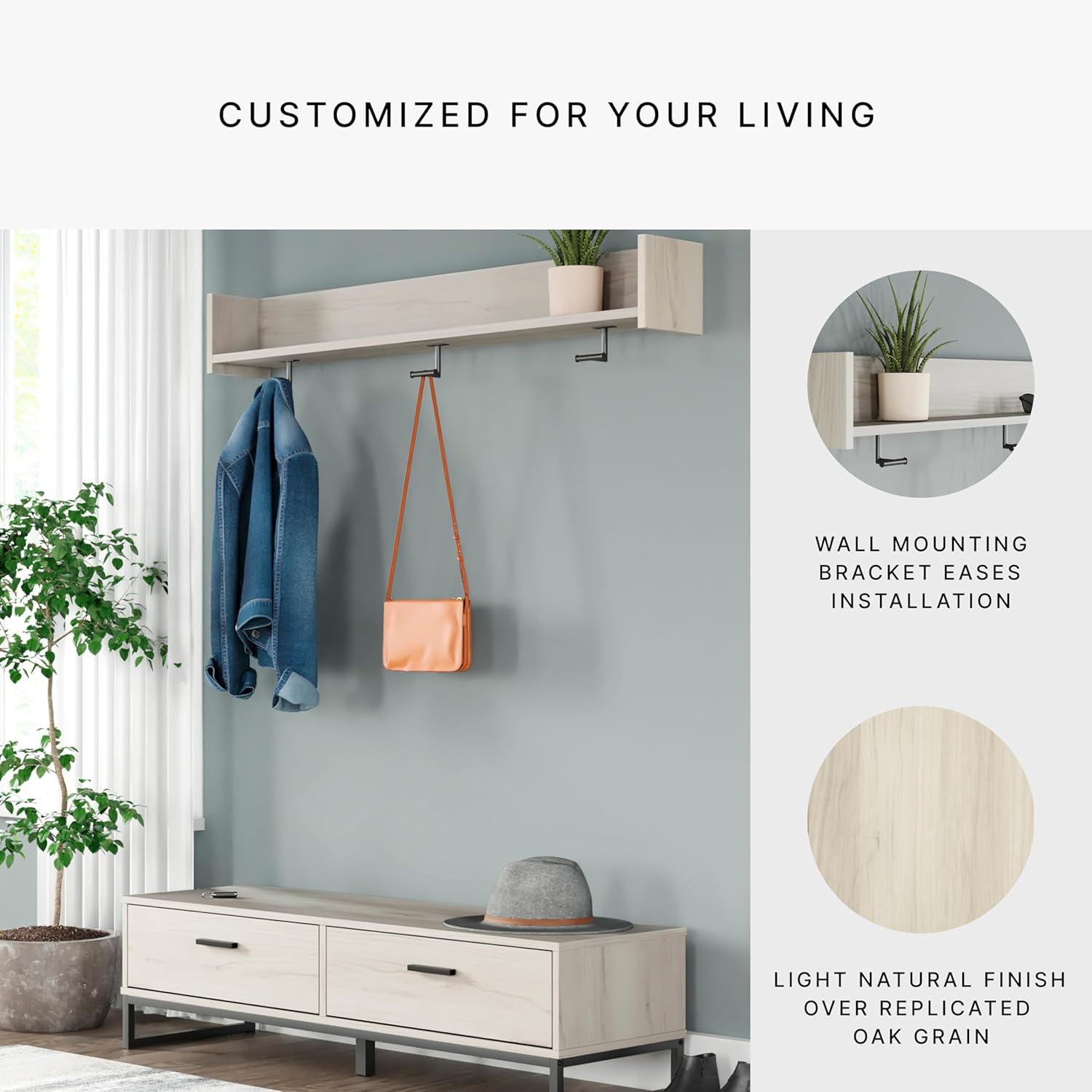 Transitional Black and White Wall Mounted Coat Rack with Shelf