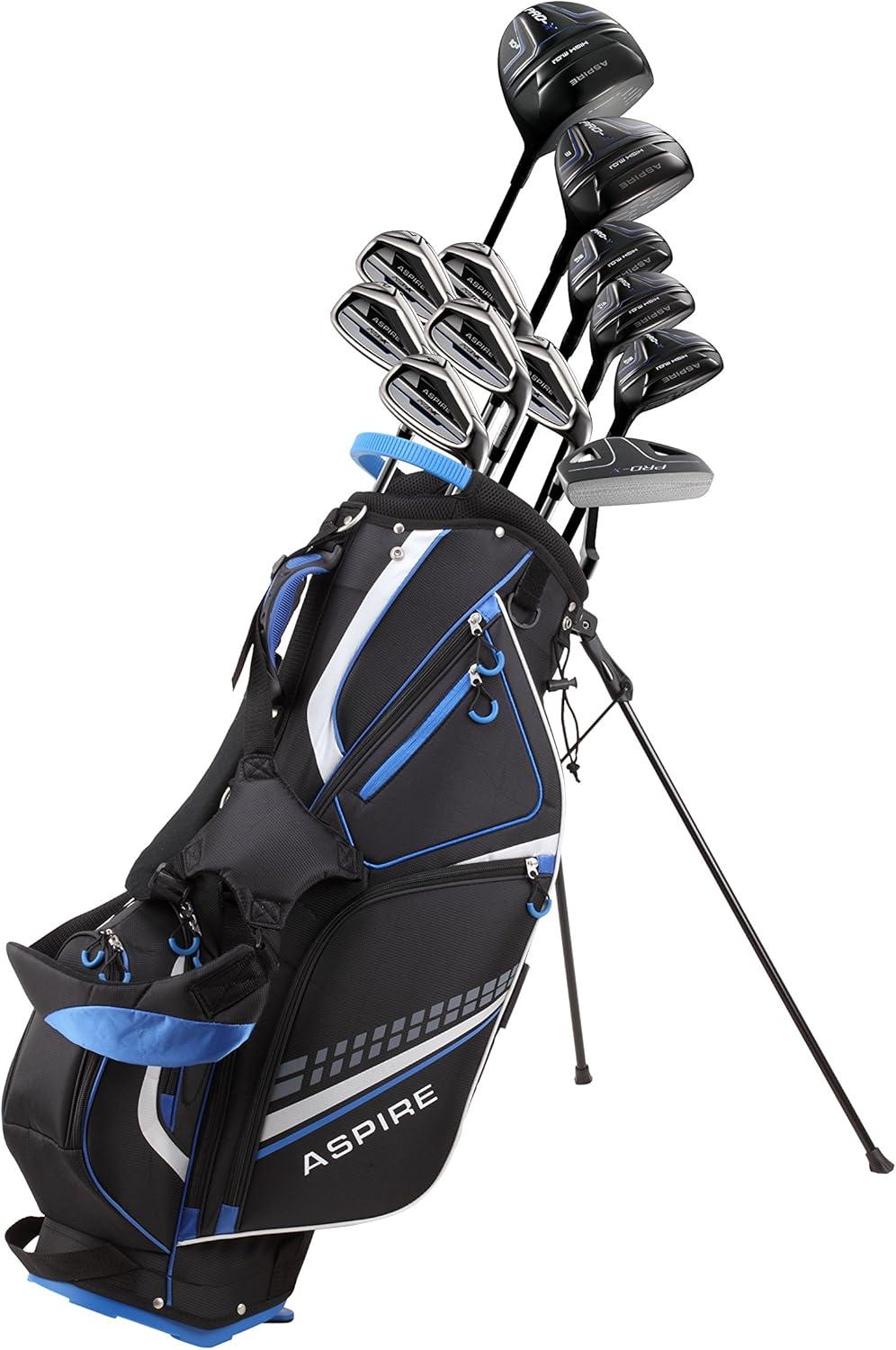 Aspire PRO-X 19 Piece Men's Complete Right Hand Golf Club Package Set - Tall Size
