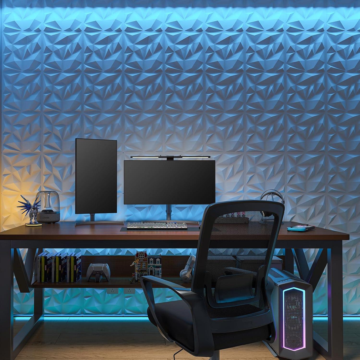 Art3d 20 Pack Decorative 3D Wall Panels, 19 Sq.Feet PVC Interior Wall Décor, 11.8"x11.8", White