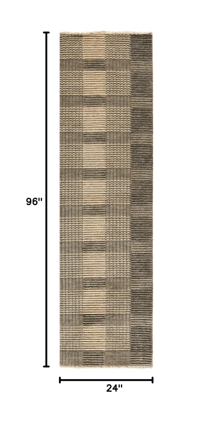 SAFAVIEH Tibetan Angelina Striped Runner Rug, Charcoal, 2' x 8'