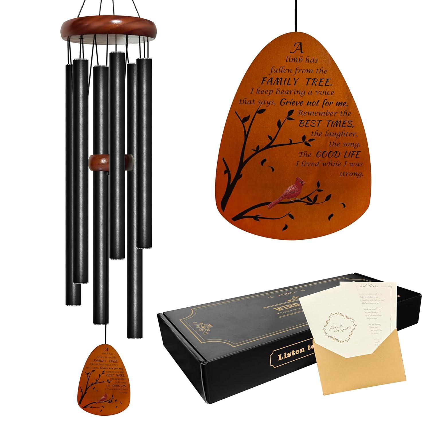 Sympathy Gifts for Loss of Loved One 32" Memorial Wind Chimes for Loss of Loved One Bereavement Condolence Gifts Sympathy Windchimes Memory Wind Chime with Memorial Card