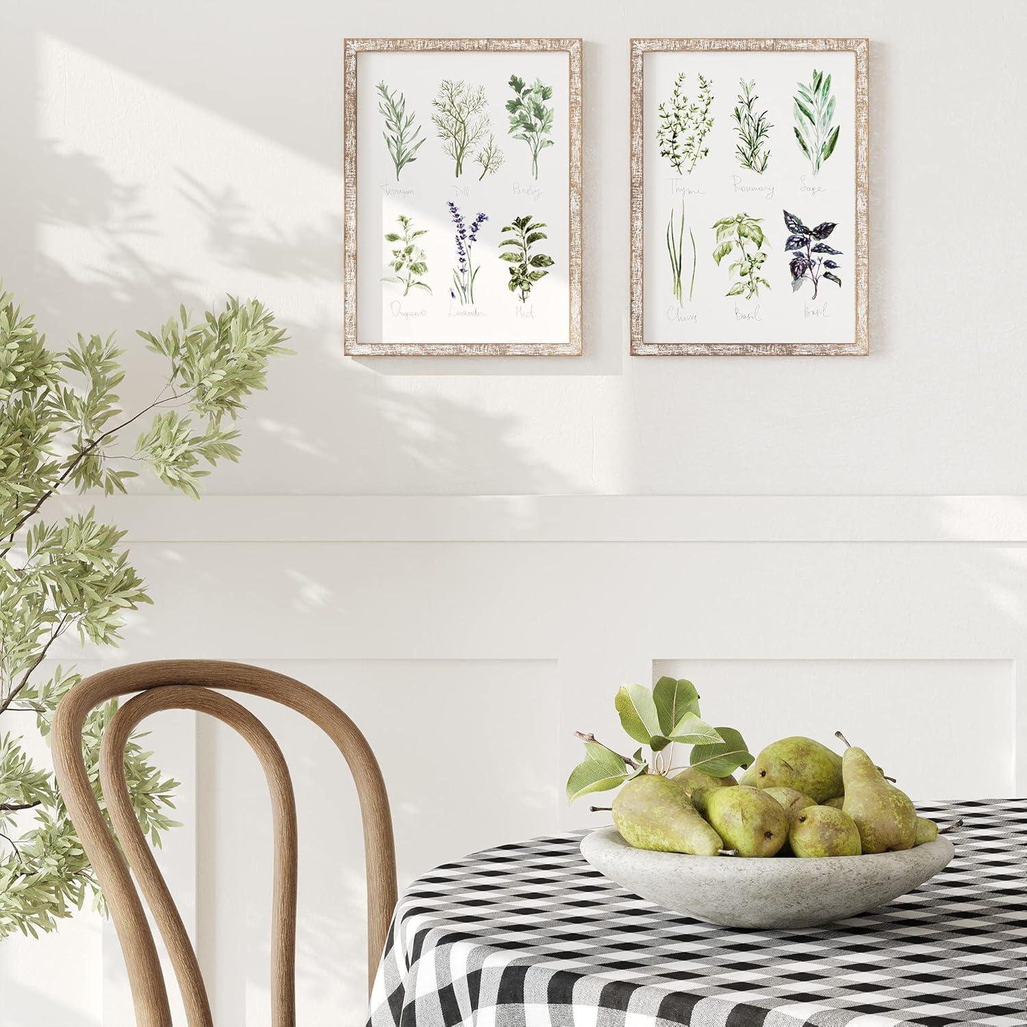 Barnyard Designs Kitchen Herbs and Spices Wall Art Decor Botanical Print Sign Rustic Country Farmhouse Wood Plaque Framed Home Wall Decor 12" x 16" (Herbs B / 1 Sign)