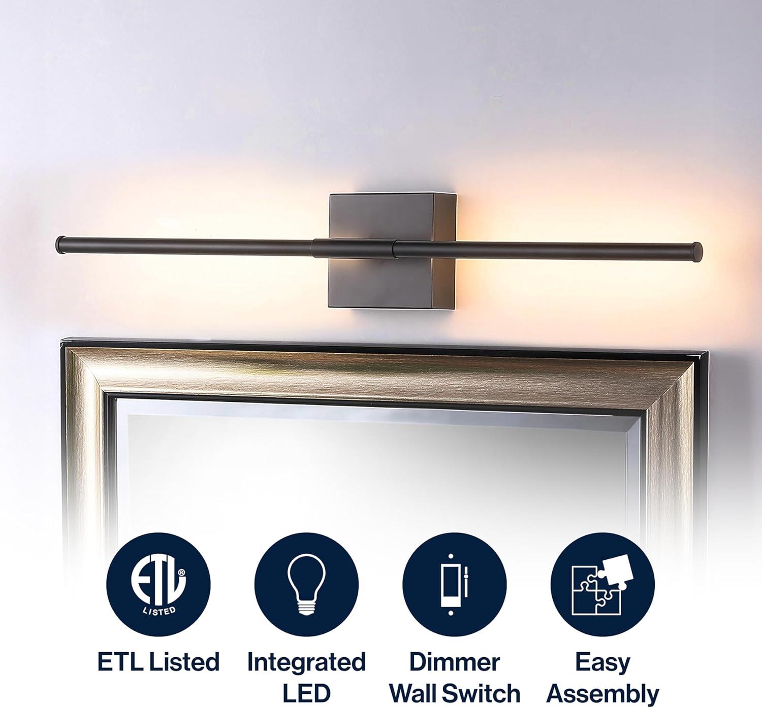 Makena 28" Dimmable Integrated LED Modern Metal Wall Sconce, Black