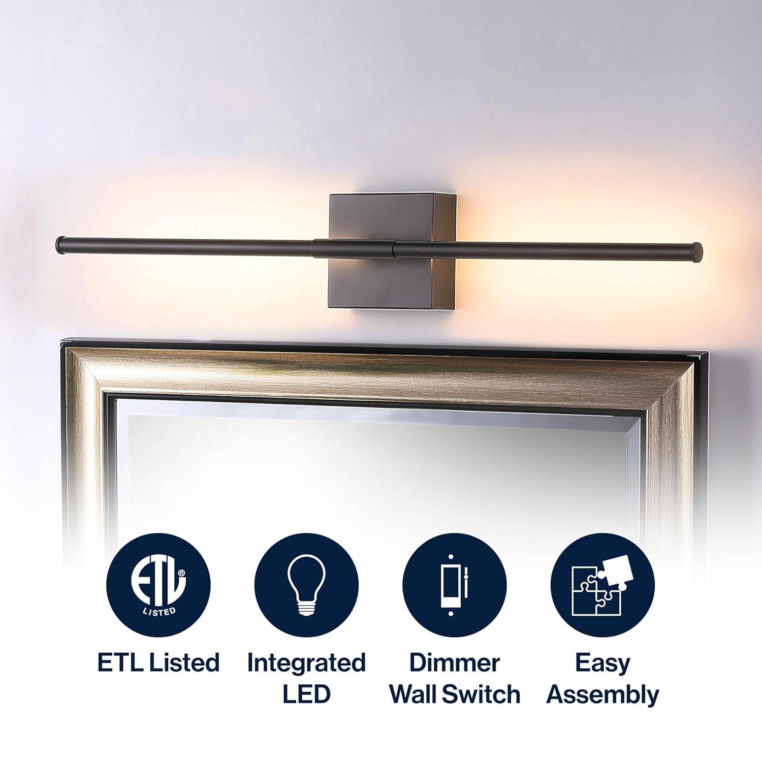 Makena 28" Dimmable Integrated LED Modern Metal Wall Sconce, Black