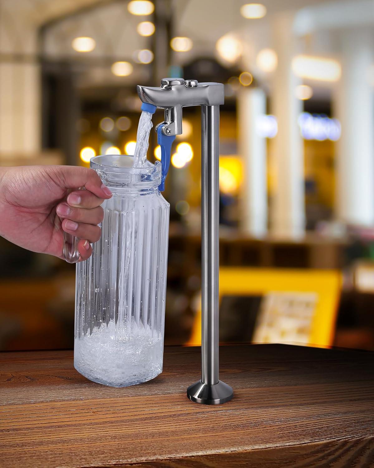 WOWOW 14 Inch Glass Filler Deck Mount Water Bottle Filling Station Brass Bar Faucet Glass Filling Station G1/2" Male Shank with Adapter for Restaurants Kitchen Bar