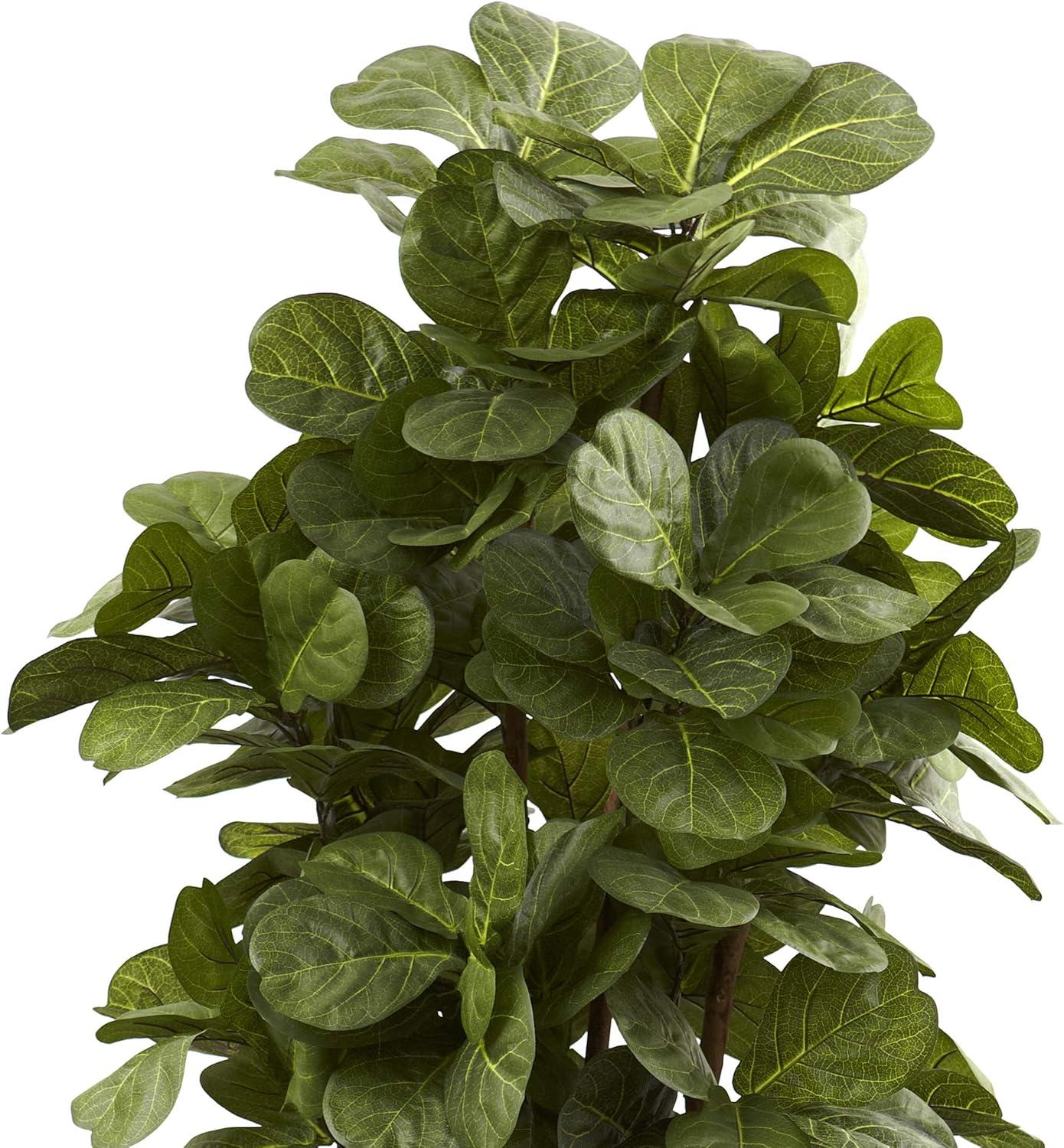 Nearly Natural 6' Fiddle Leaf Fig Tree: Indoor Faux Plant with Plastic Pot, Unlit Full Shape