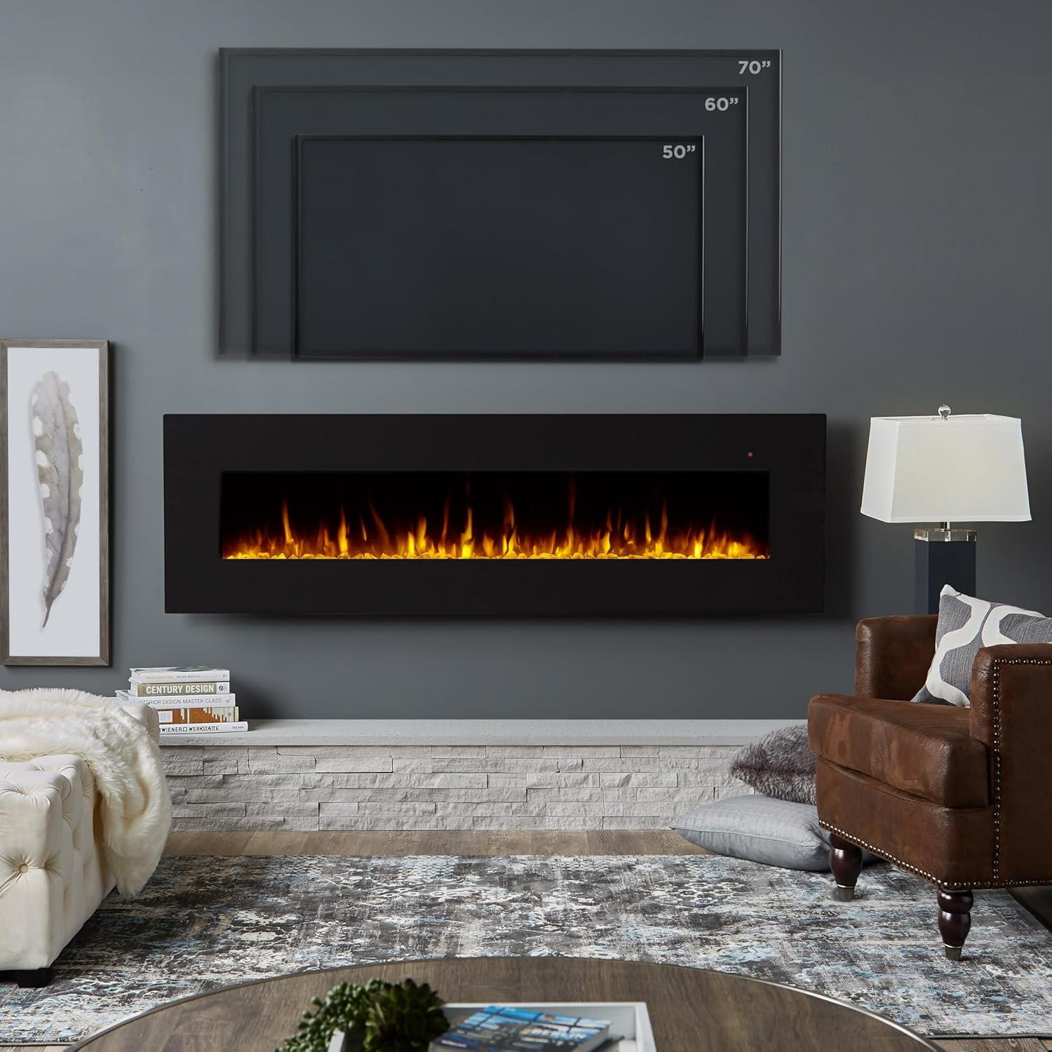 Corretto Wall Mounted Electric Fireplace in Black by Real Flame