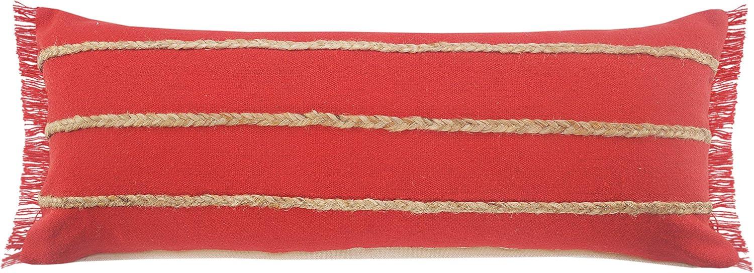 Ox Bay 14" x 36" Red/ Tan Stripe Cotton Blend Pillow Cover