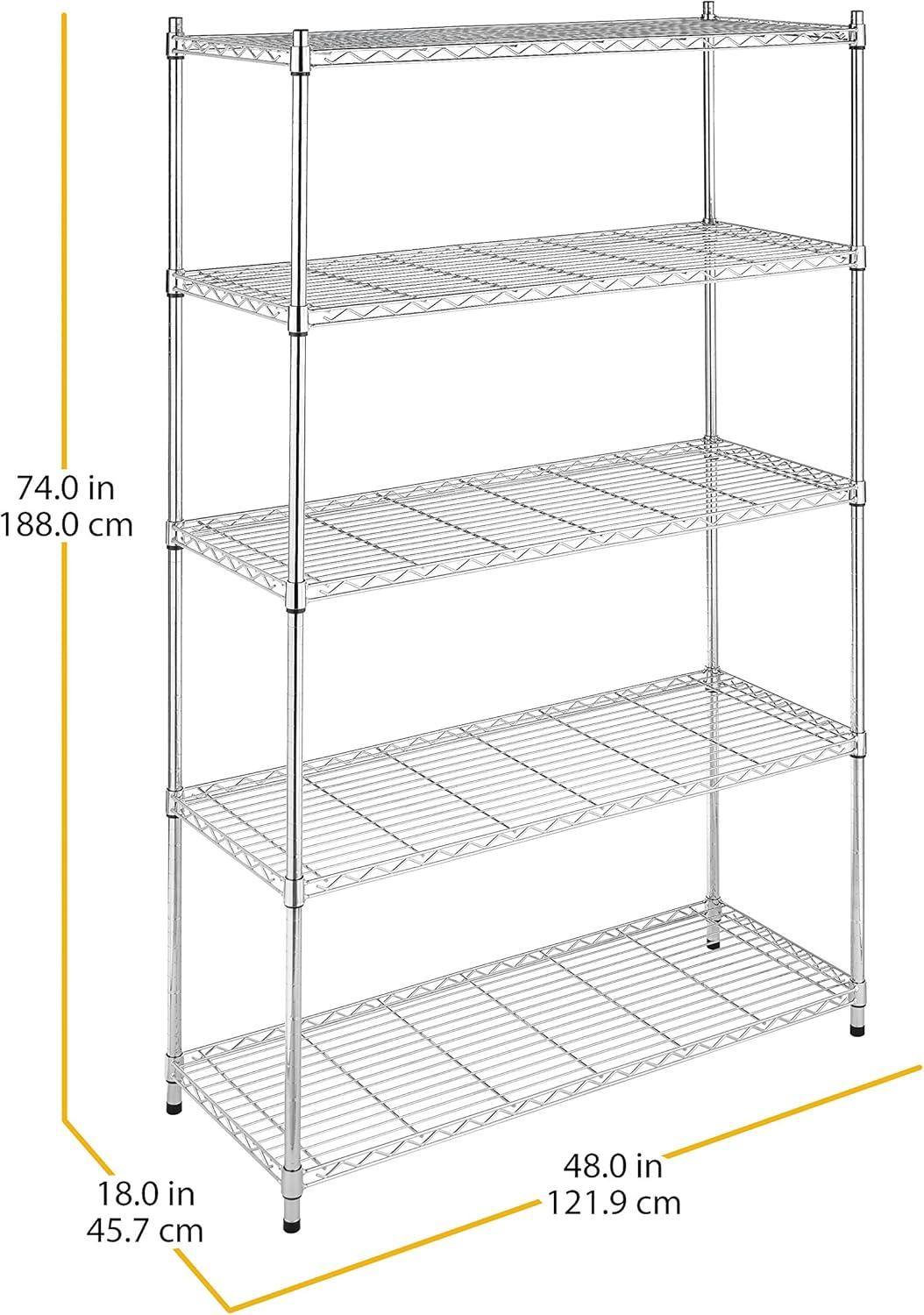 Whitmor Supreme 5 Tier Shelving Unit Chrome Silver