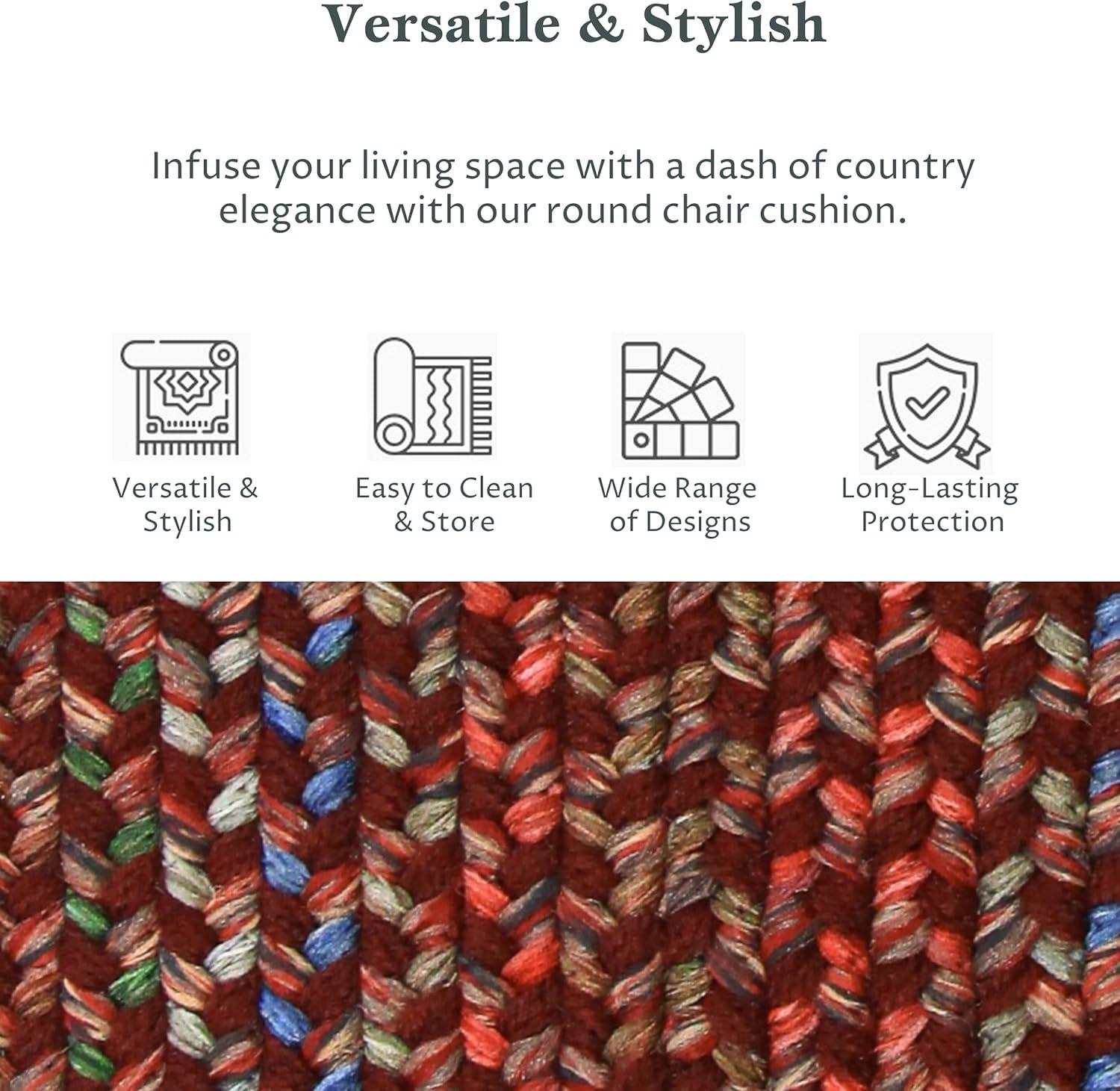 Rhody Rug Katie Braided Chair Pads by  (Set of 4) Burgundy