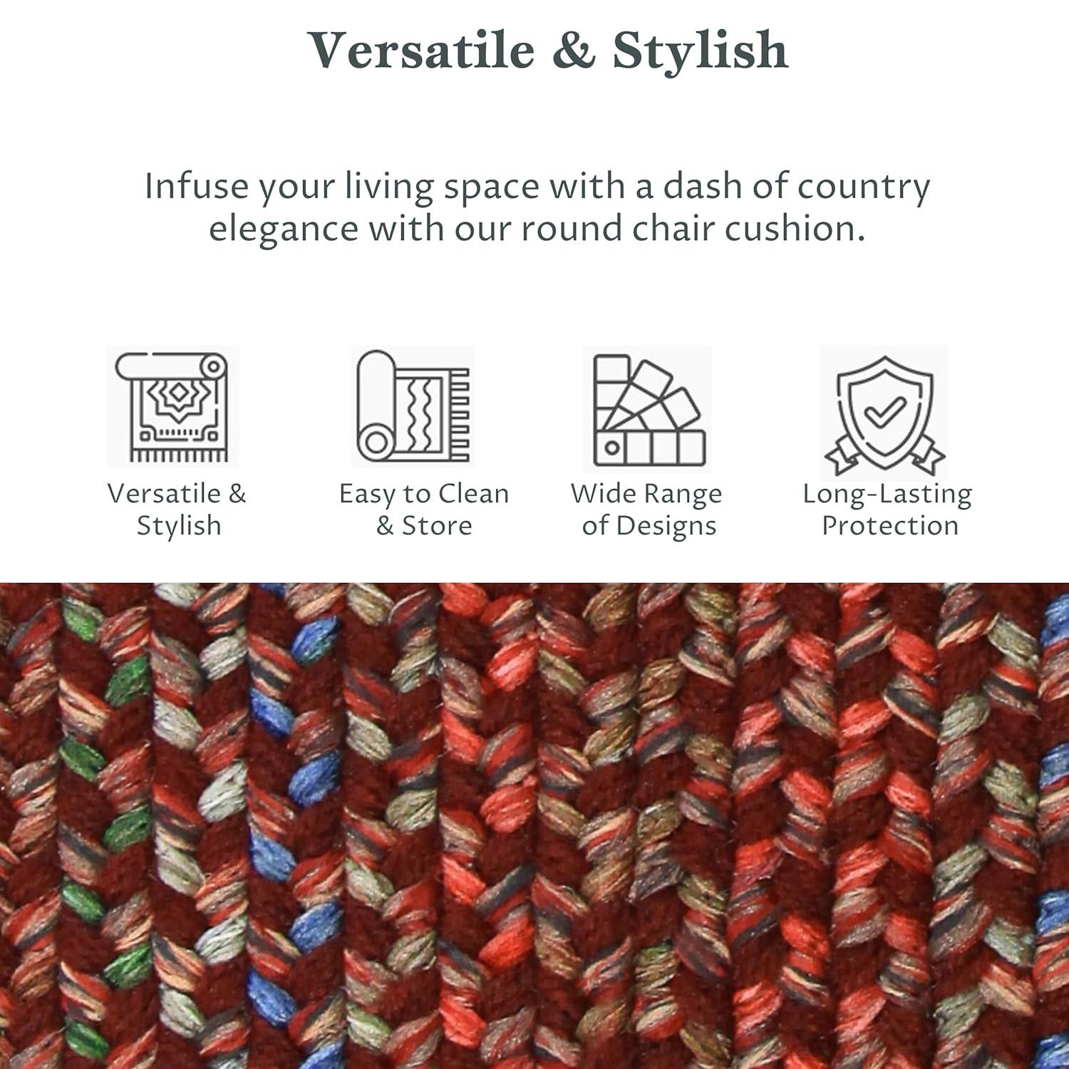 Rhody Rug Katie Braided Chair Pads by  (Set of 4) Burgundy