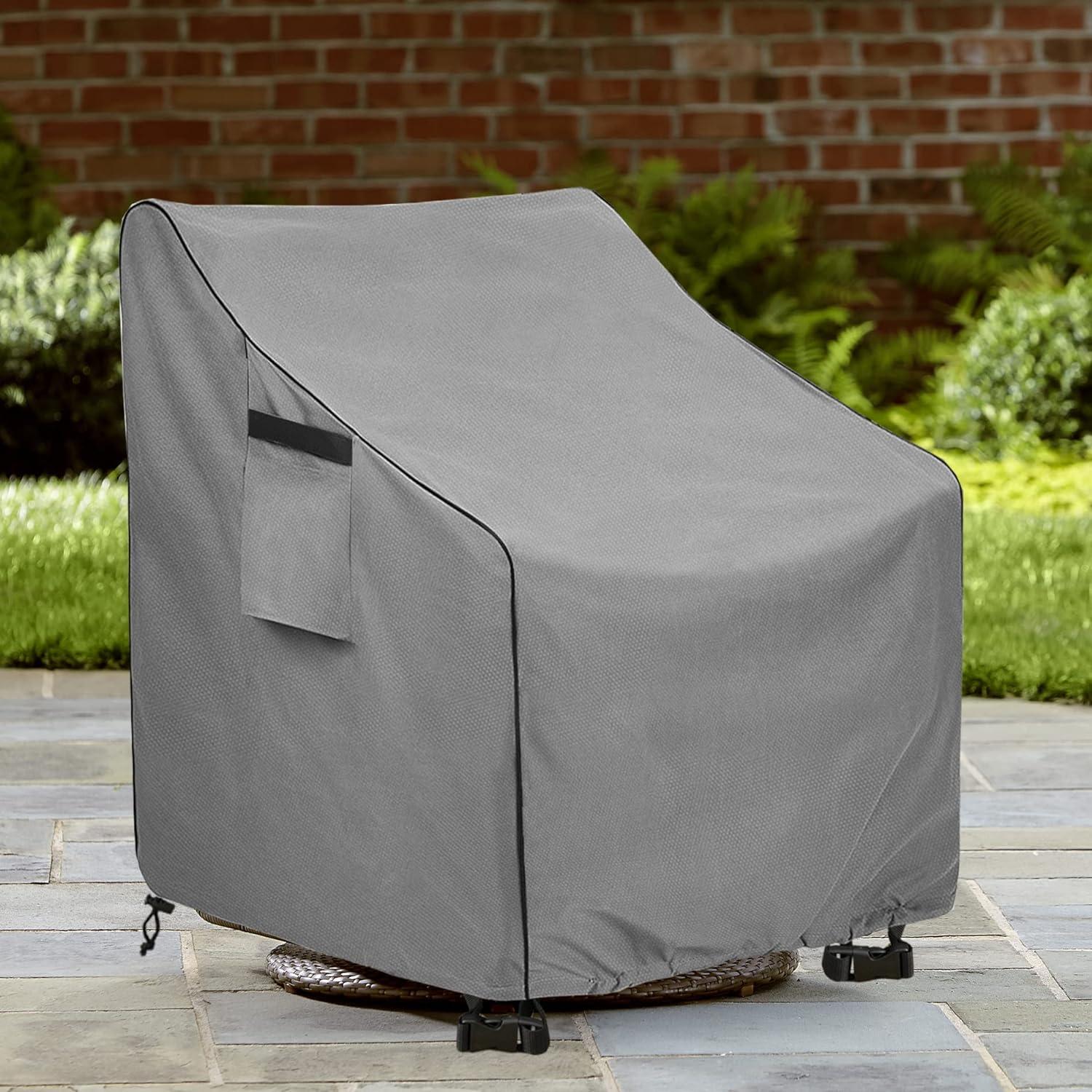 Gray Waterproof Heavy Duty Outdoor Swivel Chair Covers, 2 Pack