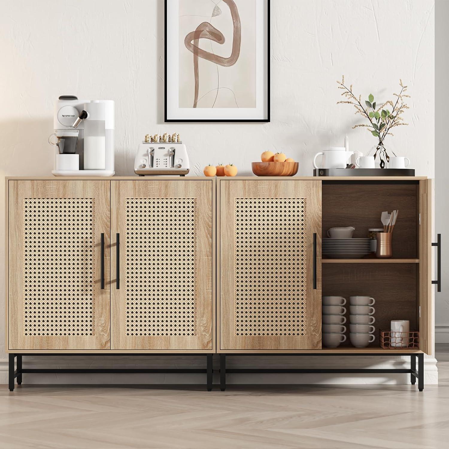 Rattan Cabinet Sideboard Buffet Cabinet, Accent Cabinet for Living Room, Hallway, Dining Room, Entryway
