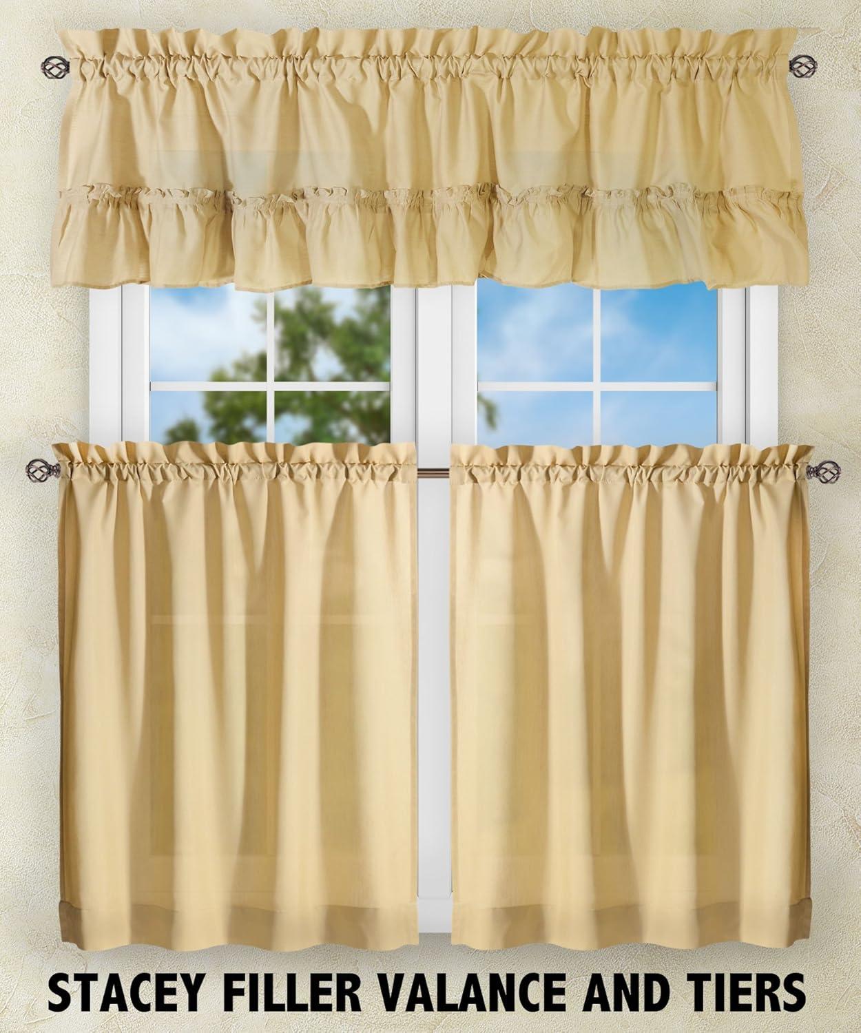 Ellis Stacey 1.5" Rod Pocket High Quality Fabric Solid Color Window Ruffled Swag 60"x38" Sage