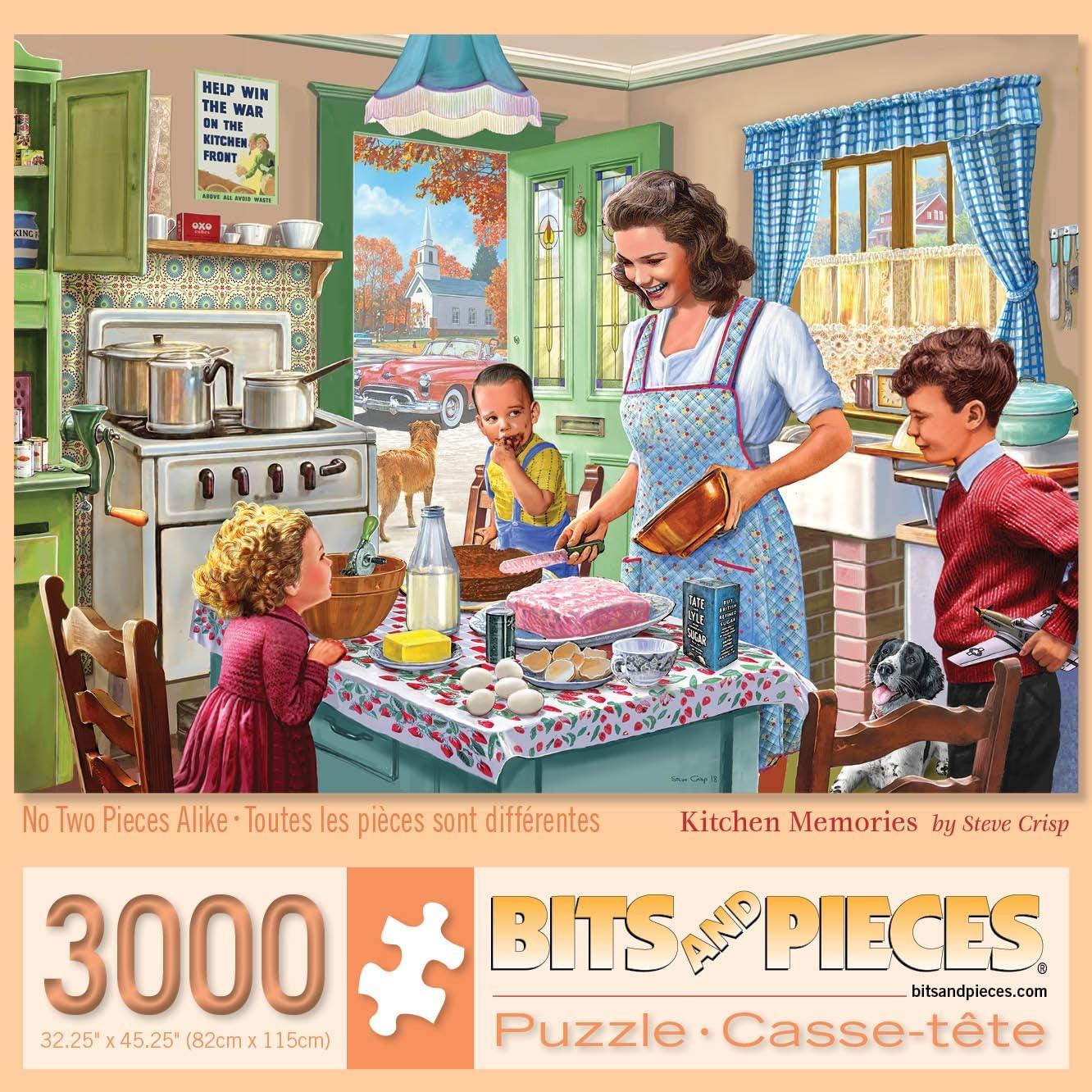 Bits and Pieces - 3000 Piece Jigsaw Puzzle for Adults 26" x 39" - Kitchen Memories - 3000 pc Old Fashioned Classic Family Baking Kitchen Jigsaw by Artist Steve Crisp