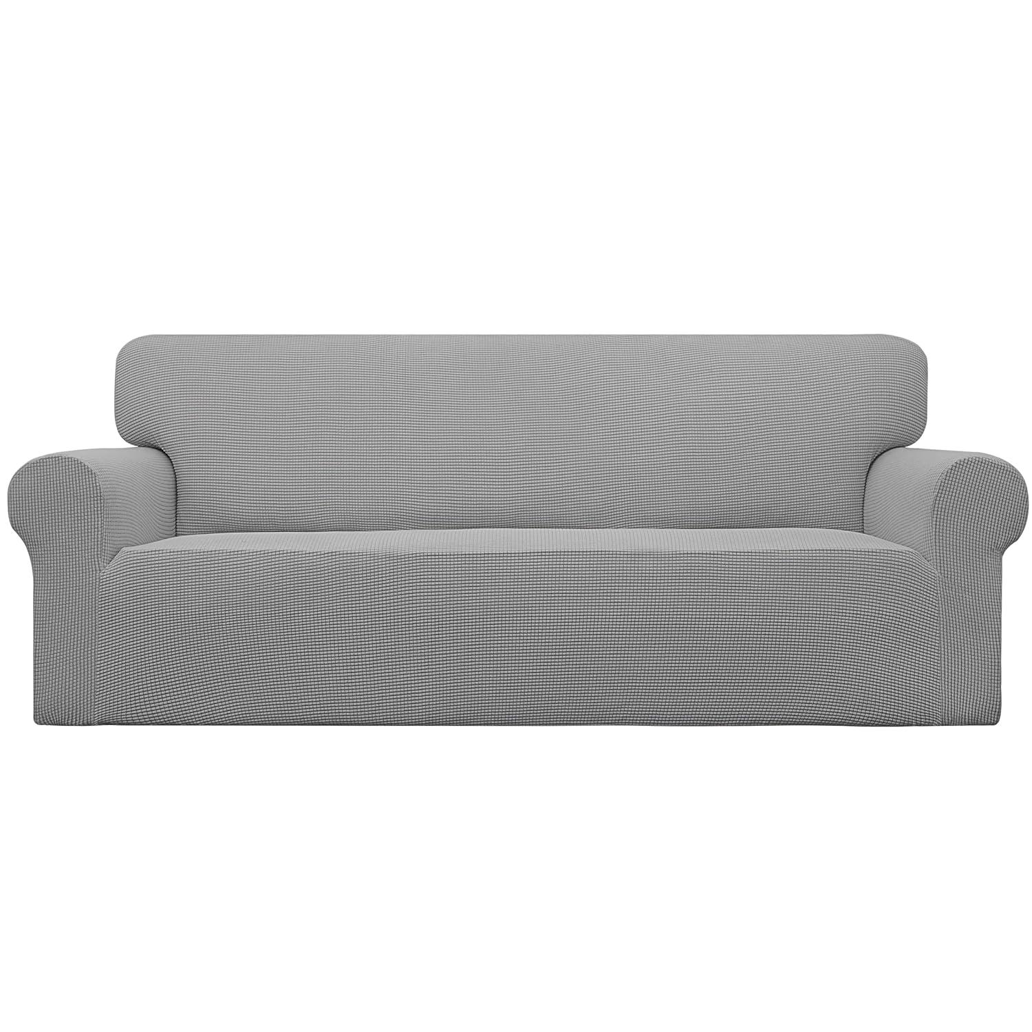 Easy-Going Stretch Jacquard Couch Cover, 1-Piece Soft Sofa Cover, Sofa Slipcover with Anti-Slip Foams, Washable Furniture Protector for Kids, Pets (Sofa, Light Gray1)