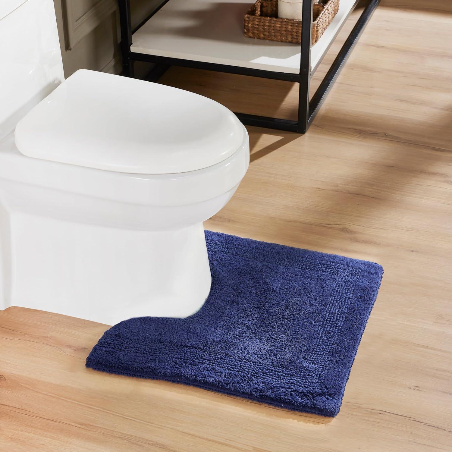 Better Trends Lux 100% Cotton Tufted Solid Reversible Bath Rug 20" x 20" Contour - Navy