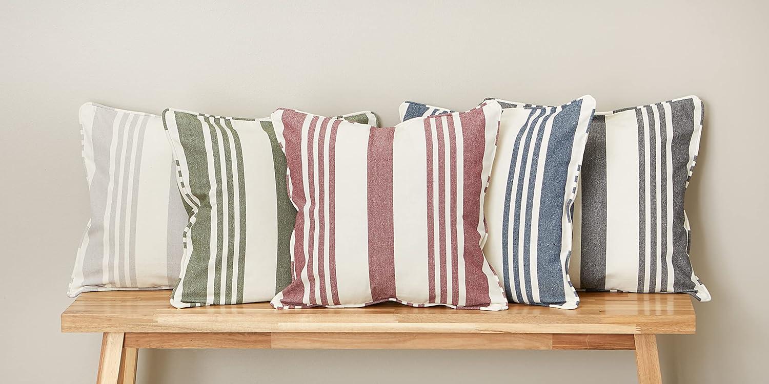 2pc 18"x18" Bold Chambray Striped Recycled Cotton Square Throw Pillow Cover - Design Imports