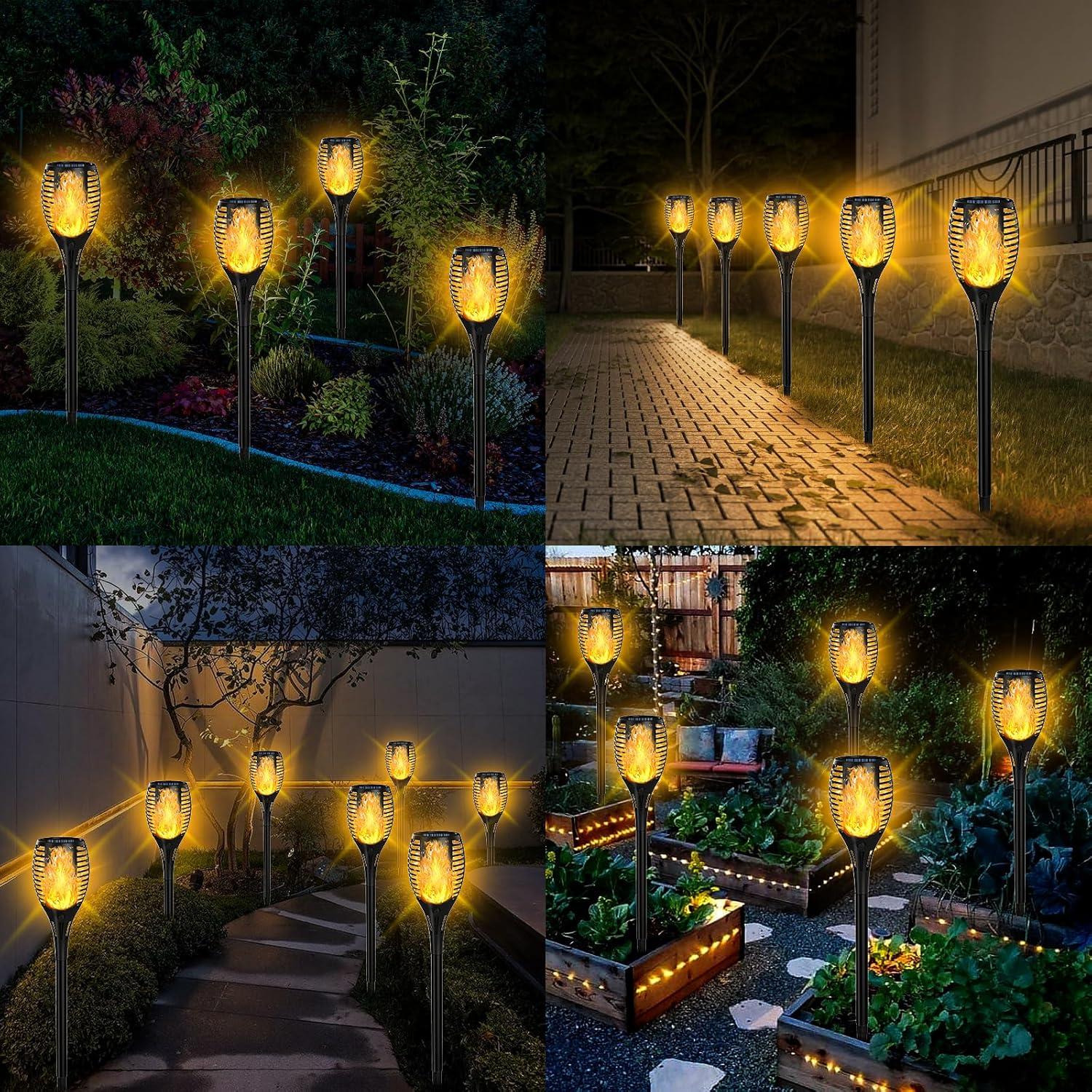4 Pack Solar Lights Outdoor, Solar Torch Lights Outdoor Flickering Flame for Outdoor Decorations, Waterproof Garden Light Solar Powered , Torches Flame Light for Outside Yard Patio Lawn Garden Decor