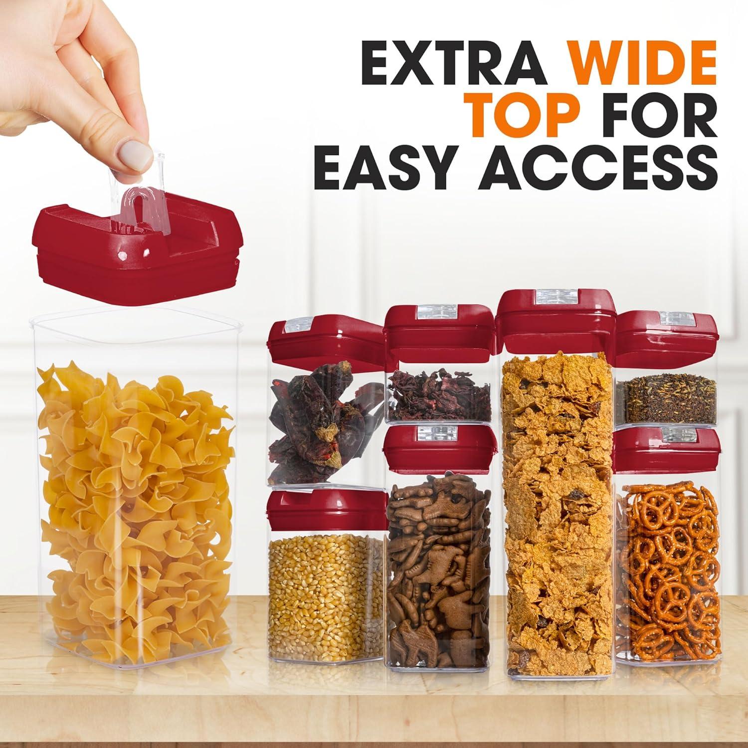 Cheer Collection Airtight Food Storage Containers, Set of 7 (Red)