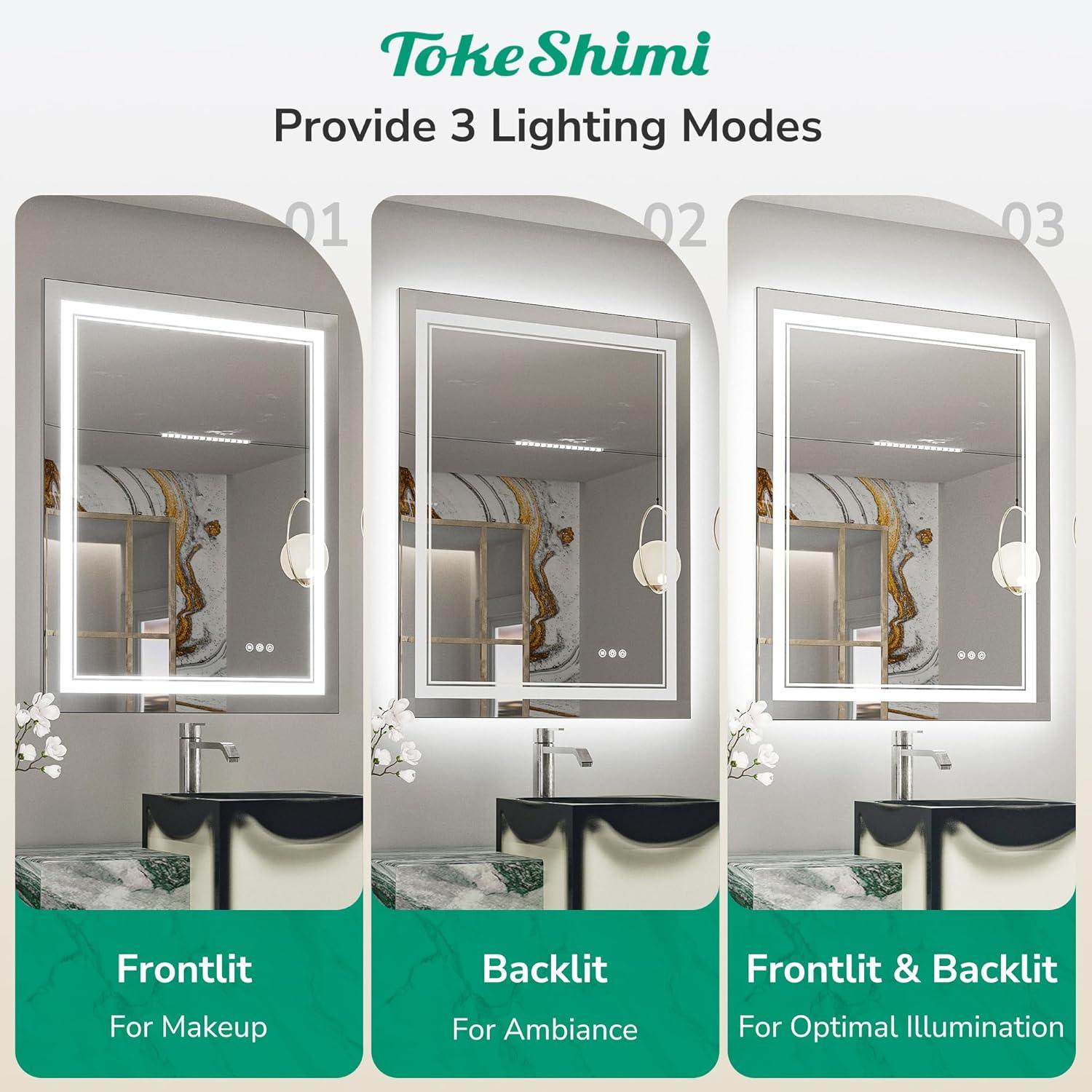 Ivy Bronx Keonjinn 40 X 24 In LED Bathroom Mirror With Lights, Adjustable 3 Color Lights, LED Vanity Mirror, Wall Mounted Anti-Fog Dimmable Mirror, UL Listed LED Driver, HD Tempered Glass(Horizontal/Vertical)