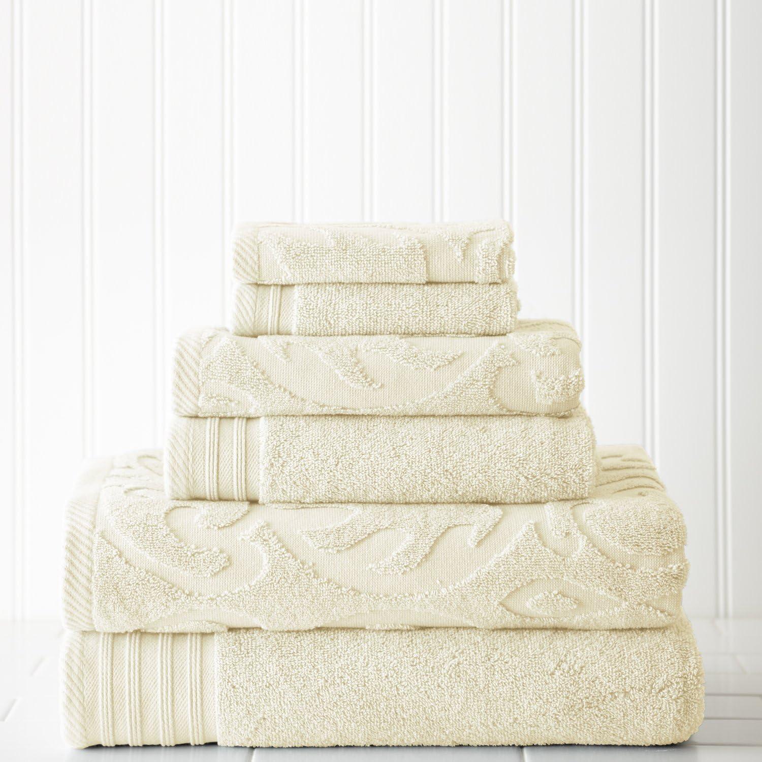 Modern Threads Modern Threads Jacquard 6-Piece, 2 Bath Towels, 2 Hand Towels, 2 Washcloths, Solid Ultra Soft 550GSM 100% Combed Cotton Towel Set