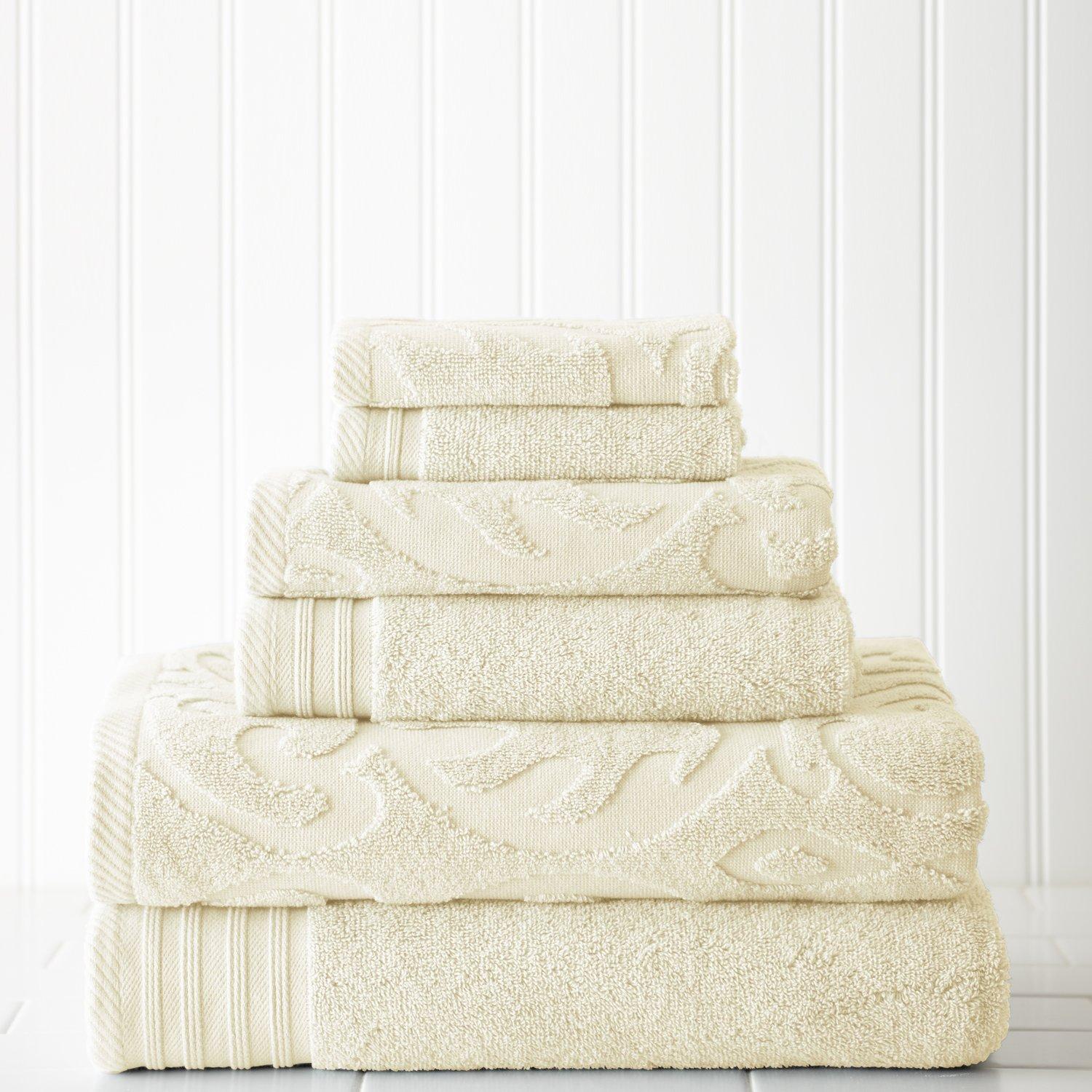 Modern Threads Modern Threads Jacquard 6-Piece, 2 Bath Towels, 2 Hand Towels, 2 Washcloths, Solid Ultra Soft 550GSM 100% Combed Cotton Towel Set