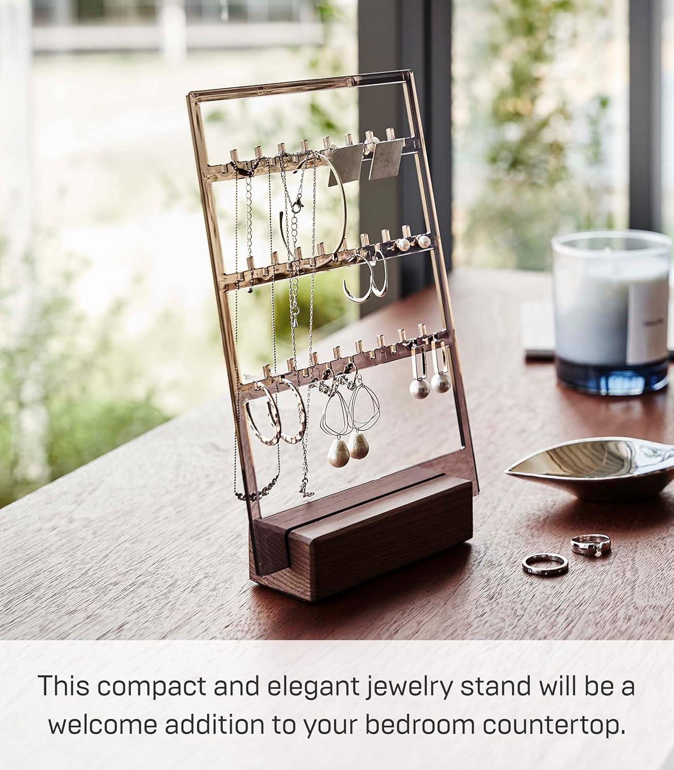 Slim Walnut Wood Jewelry Organizer for Women