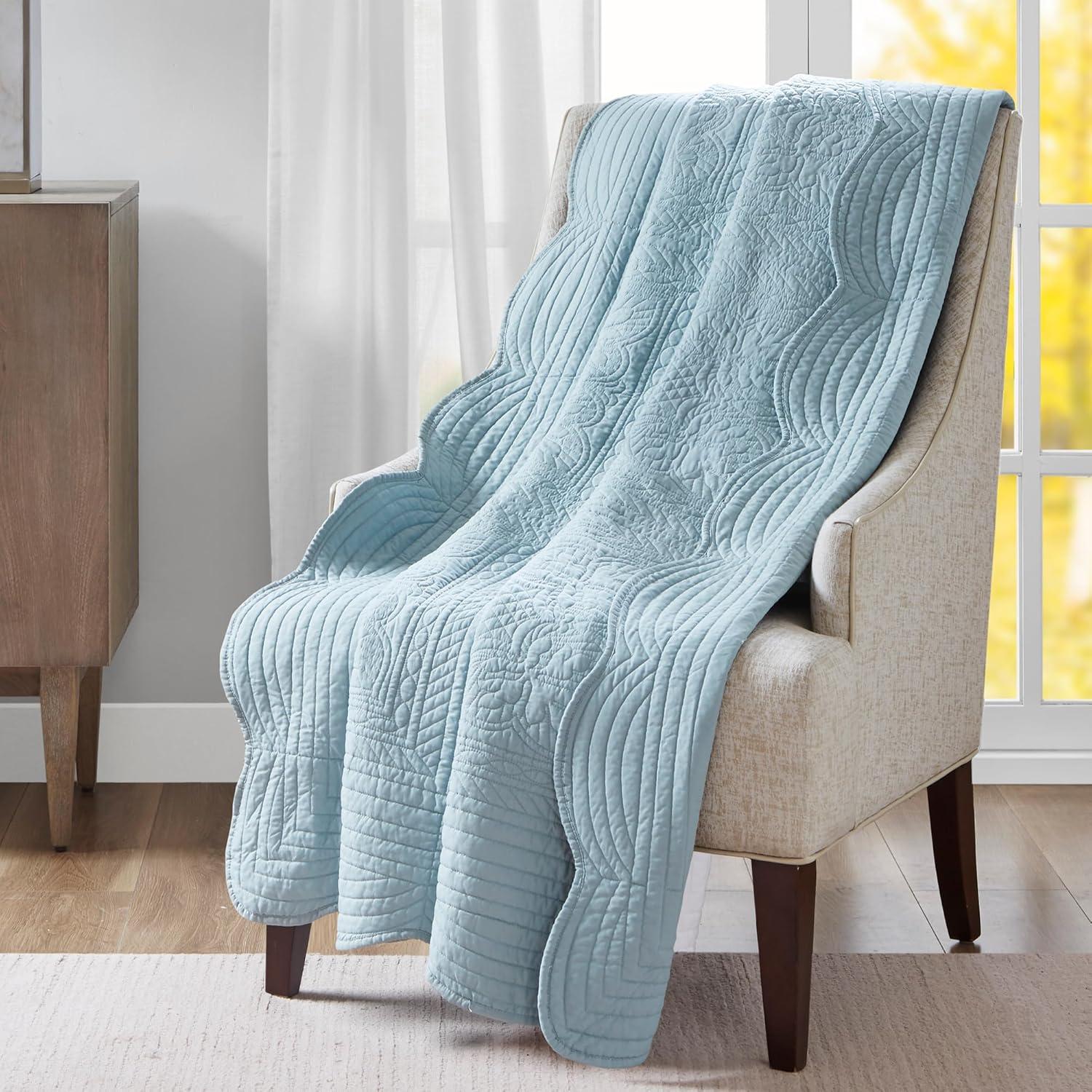 Madison Park Journey Oversized Quilted Throw with Scalloped Edges