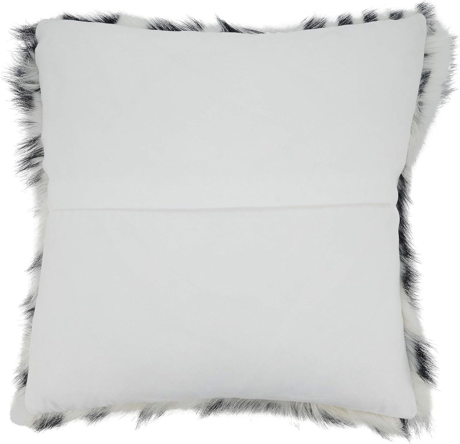 Black and White Zebra Goat Fur Square Throw Pillow 18"