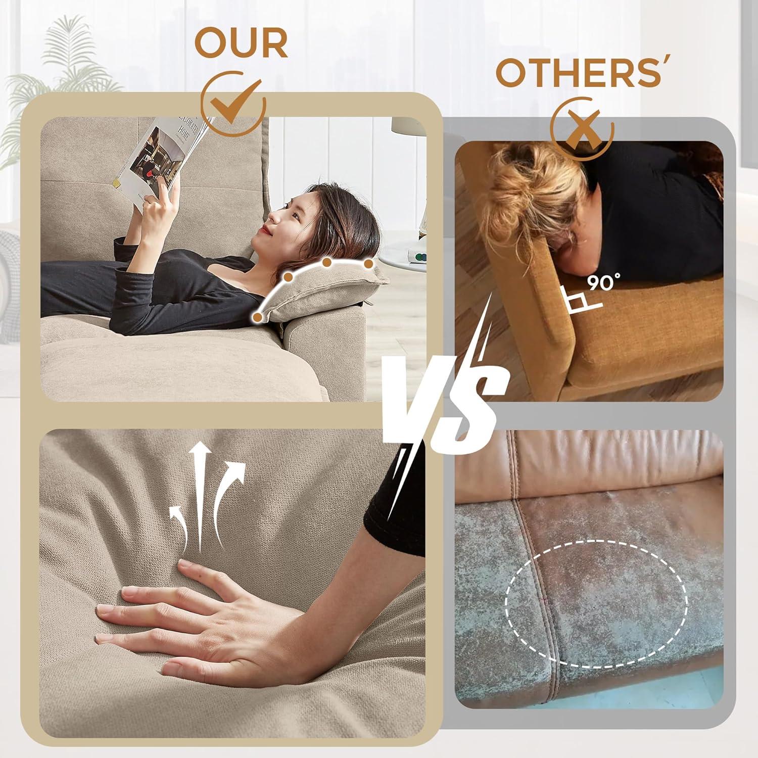 82" Convertible Sectional Sofa, L-Shaped Comfy Cloud Couch with Reversible Chaise and Padded Armrests, Modern Polyester 3 Seat Sofa Couches for Living Room (Green)