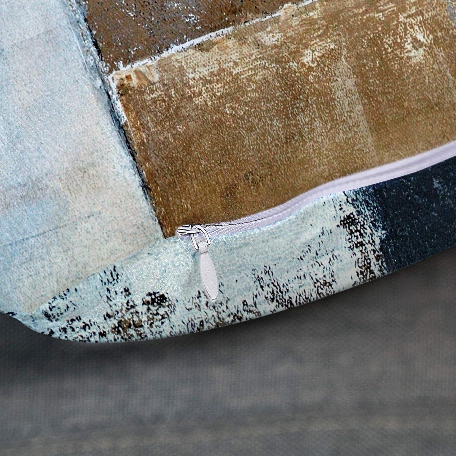 Britimes Throw Pillow Covers Modern Home Art Decor, 18 x 18 Inches Set of 2 Pillow Cases Decorative, Abstract Oil Painting Pillowcases for Bedroom, Living Room, Cushion Couch Sofa, Brown Blue