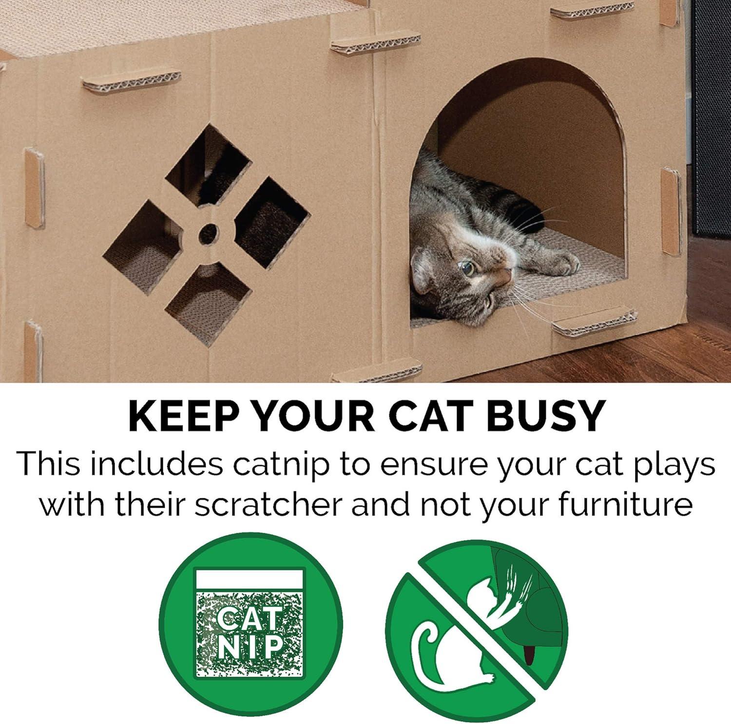 FurHaven Tiger Tough Townhouse Playground Scratcher House