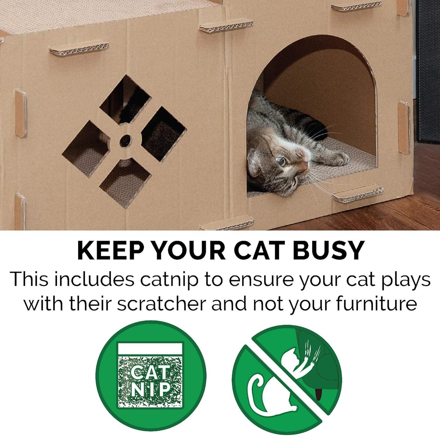 FurHaven Tiger Tough Townhouse Playground Scratcher House