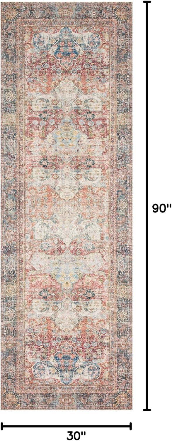 Loloi Rugs Loren 2'6" x 7'6" Printed Polyester Runner Rug in Brick
