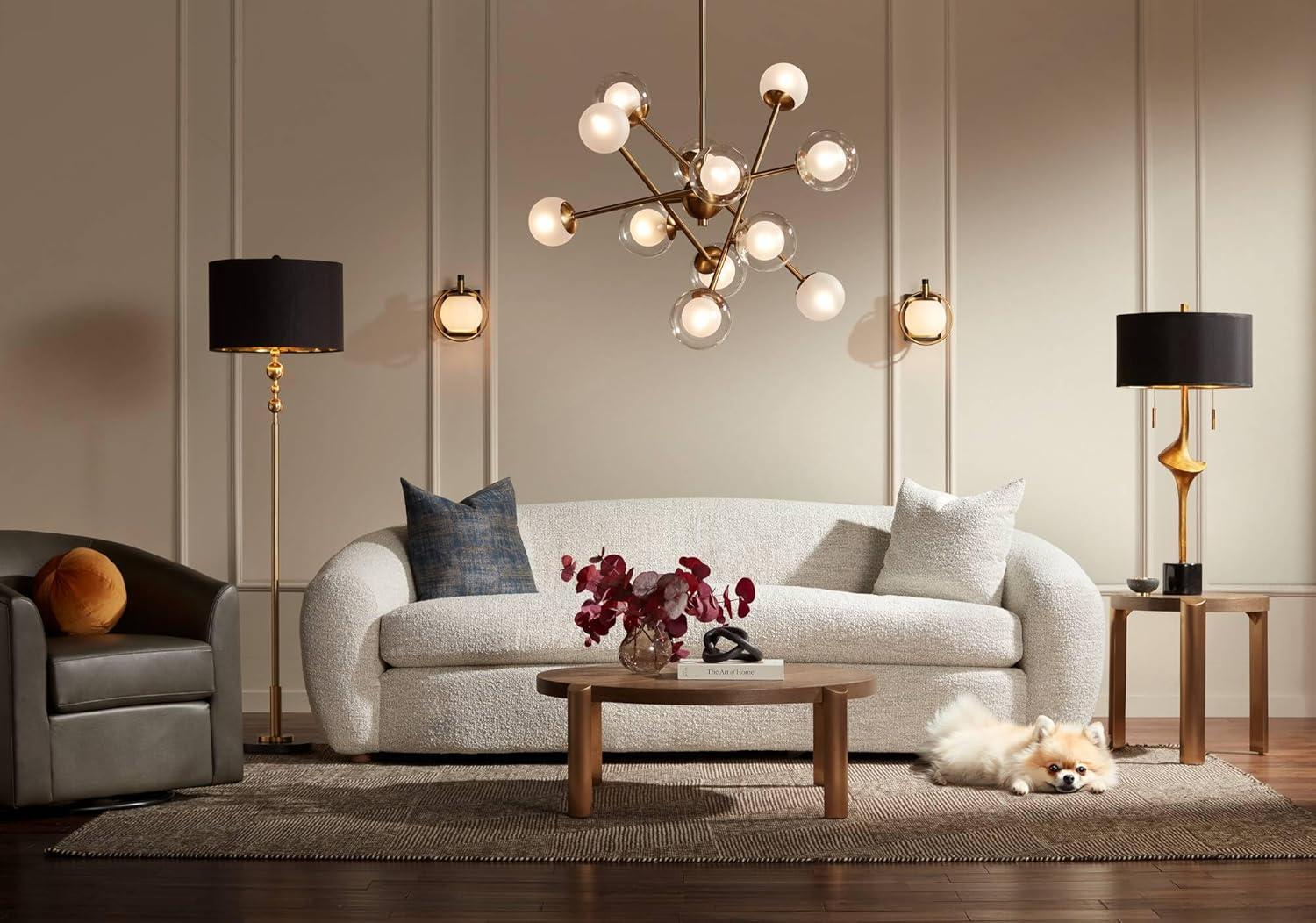 360 Lighting Harlowe Modern Glam Luxury 63" Tall Standing Floor Lamp Skinny Pole Metal Gold Finish Living Room Bedroom House Reading Drum Black Shade