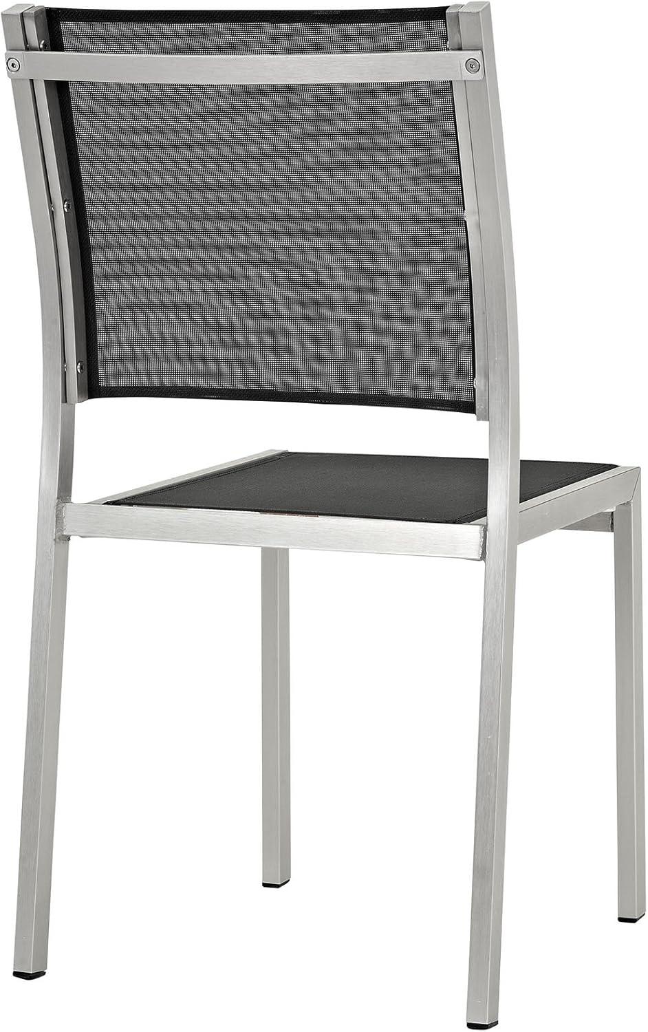 Silver Black Shore Outdoor Patio Aluminum Side Chair