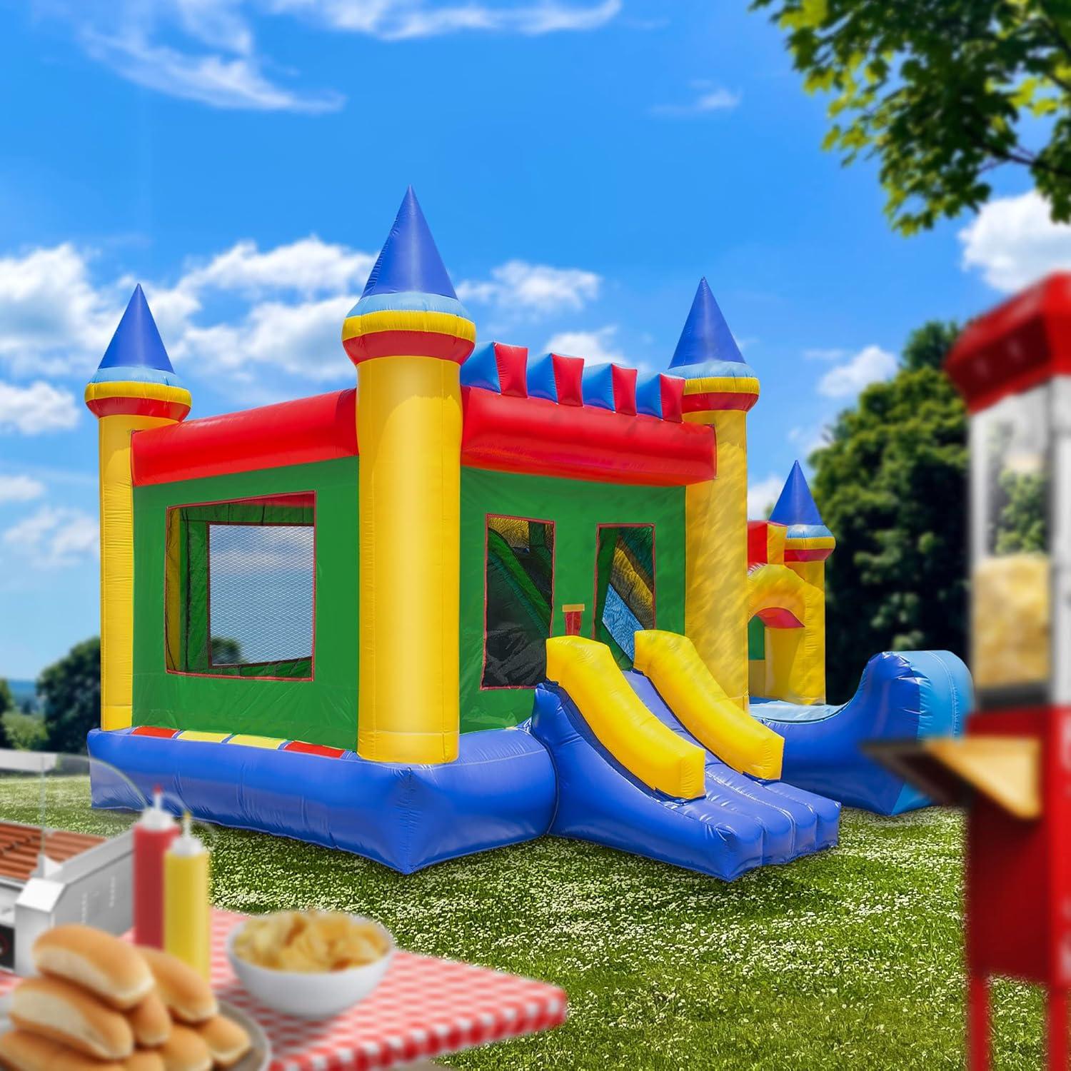 Commercial Grade Castle Bounce House with Dual Slides and Climbing Ramp