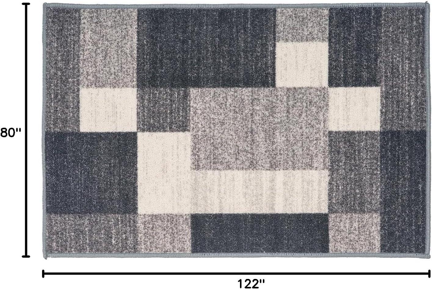 World Rug Gallery Modern Boxes Design Non-slip (Non-skid) Area Rug - Gray 2'7"x4'